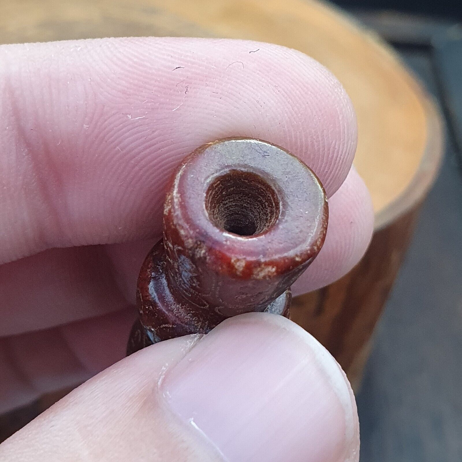 EARLY CHINESE Red JADE BEAD PENDANT  Haitian certificate Provided-510