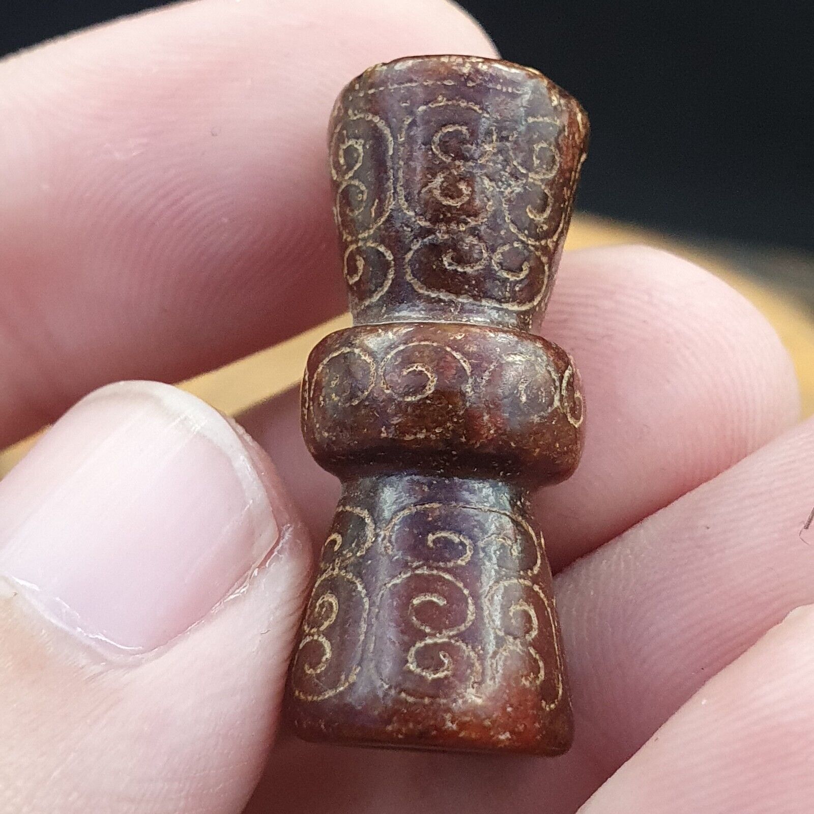 EARLY CHINESE Red JADE BEAD PENDANT  Haitian certificate Provided-511