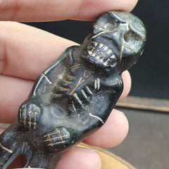 Antique Jade mysterious skeleton carving jade stone Amulet Bead