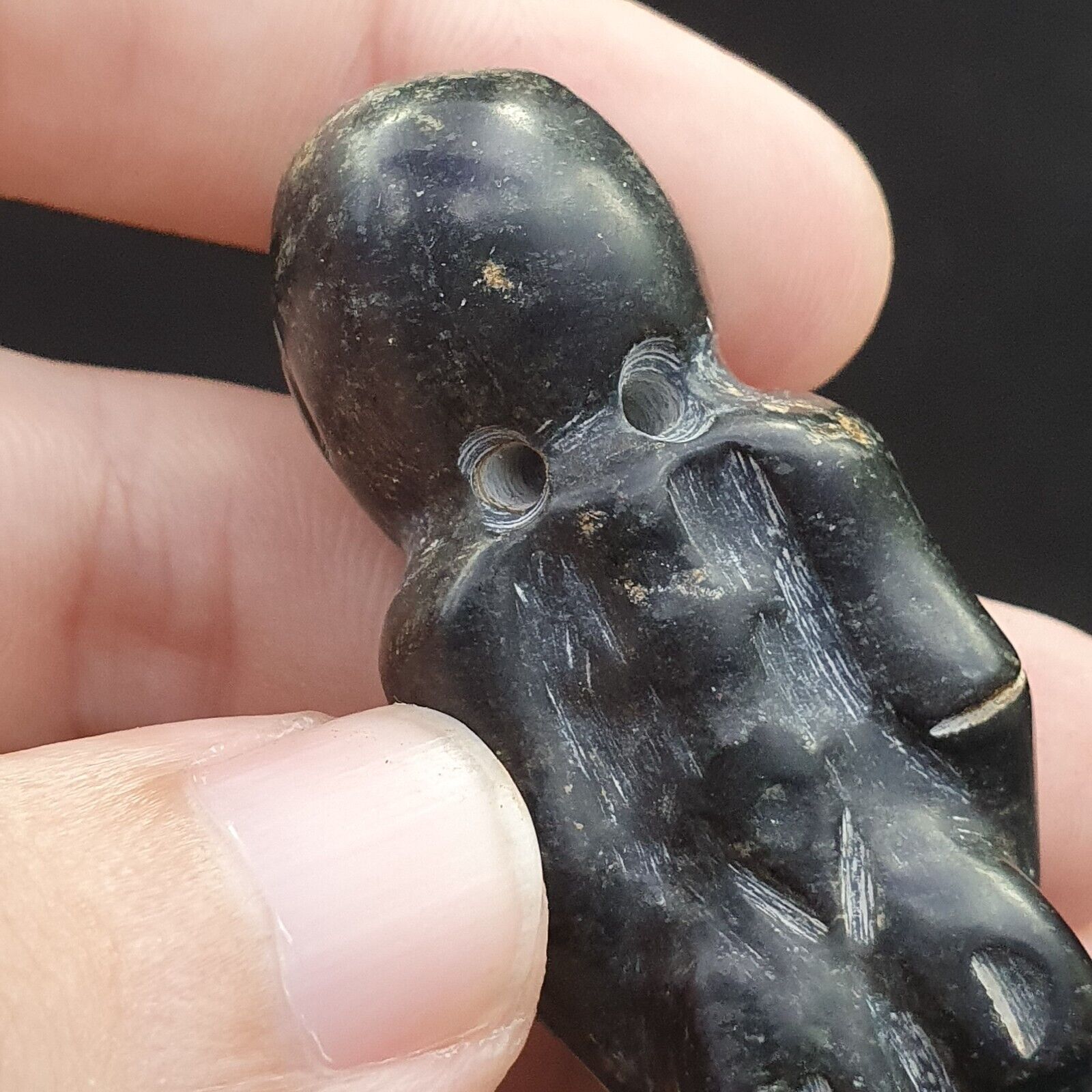 Antique Jade mysterious skeleton carving jade stone Amulet Bead