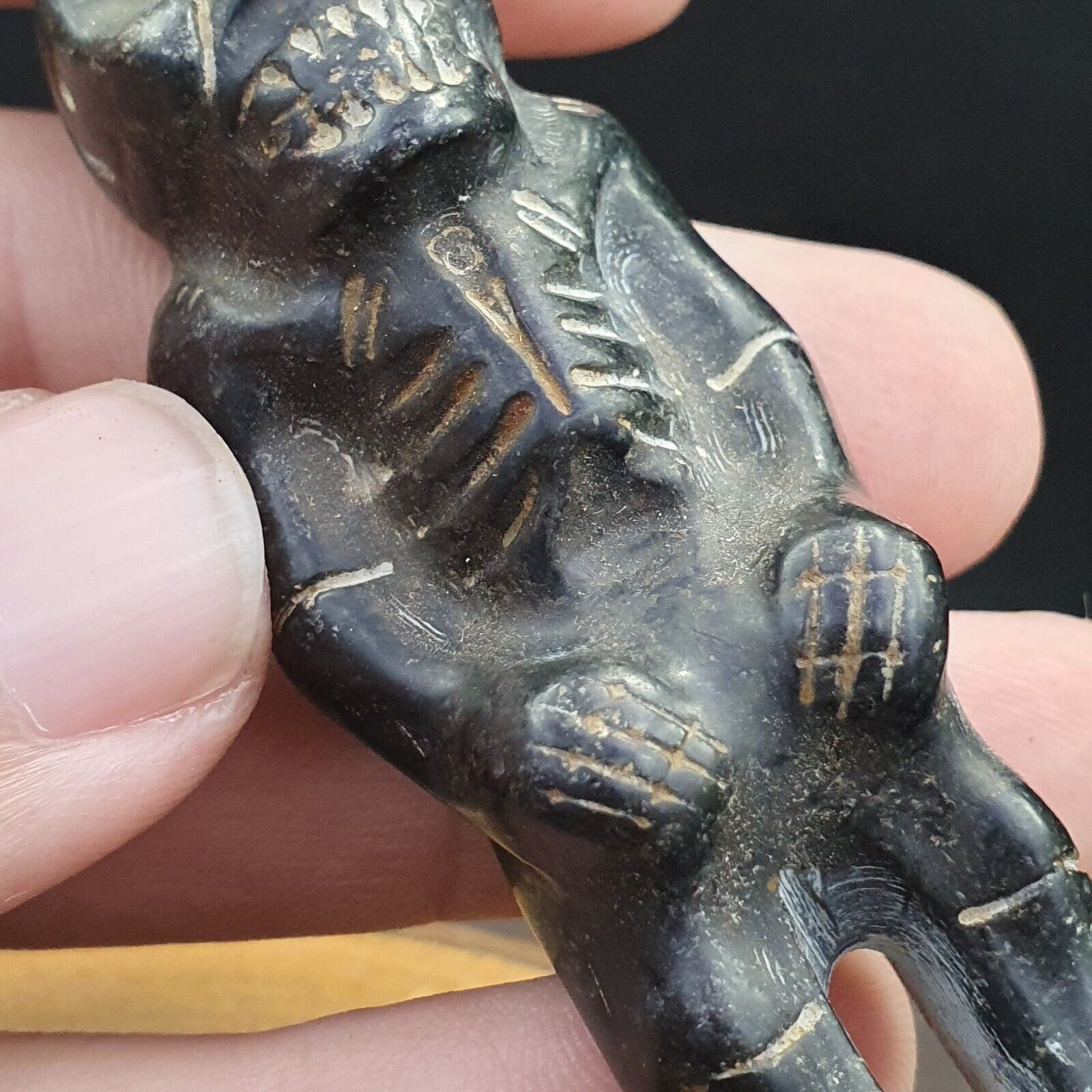 Antique Jade mysterious skeleton carving jade stone Amulet Bead