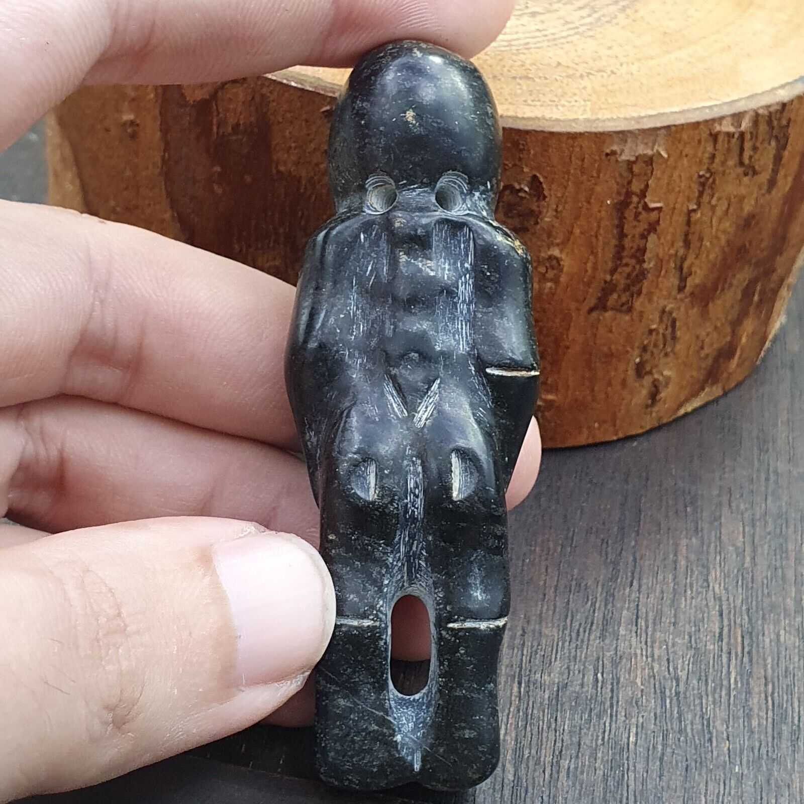 Antique Jade mysterious skeleton carving jade stone Amulet Bead