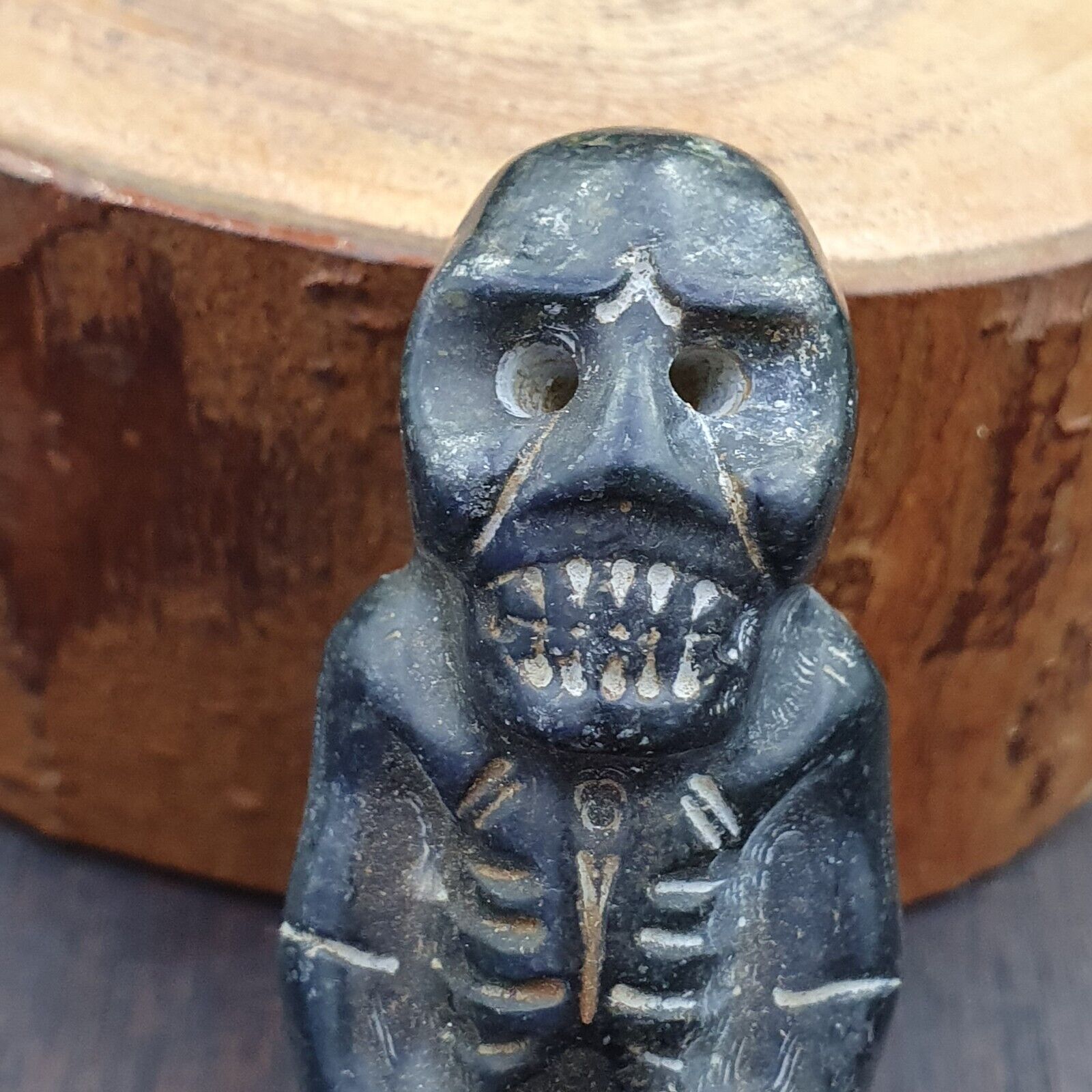 Antique Jade mysterious skeleton carving jade stone Amulet Bead