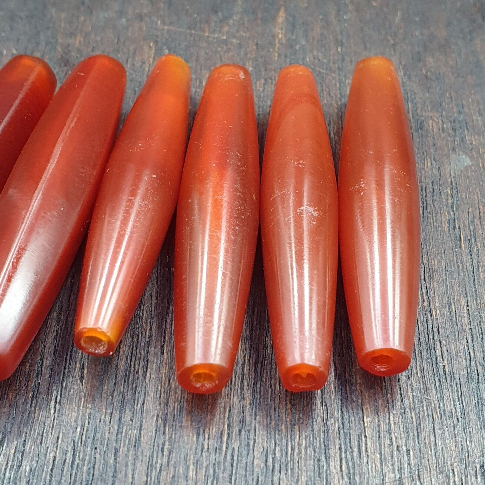 Lot 7 Agate Tubes African Red Agate large Bead RD-L7