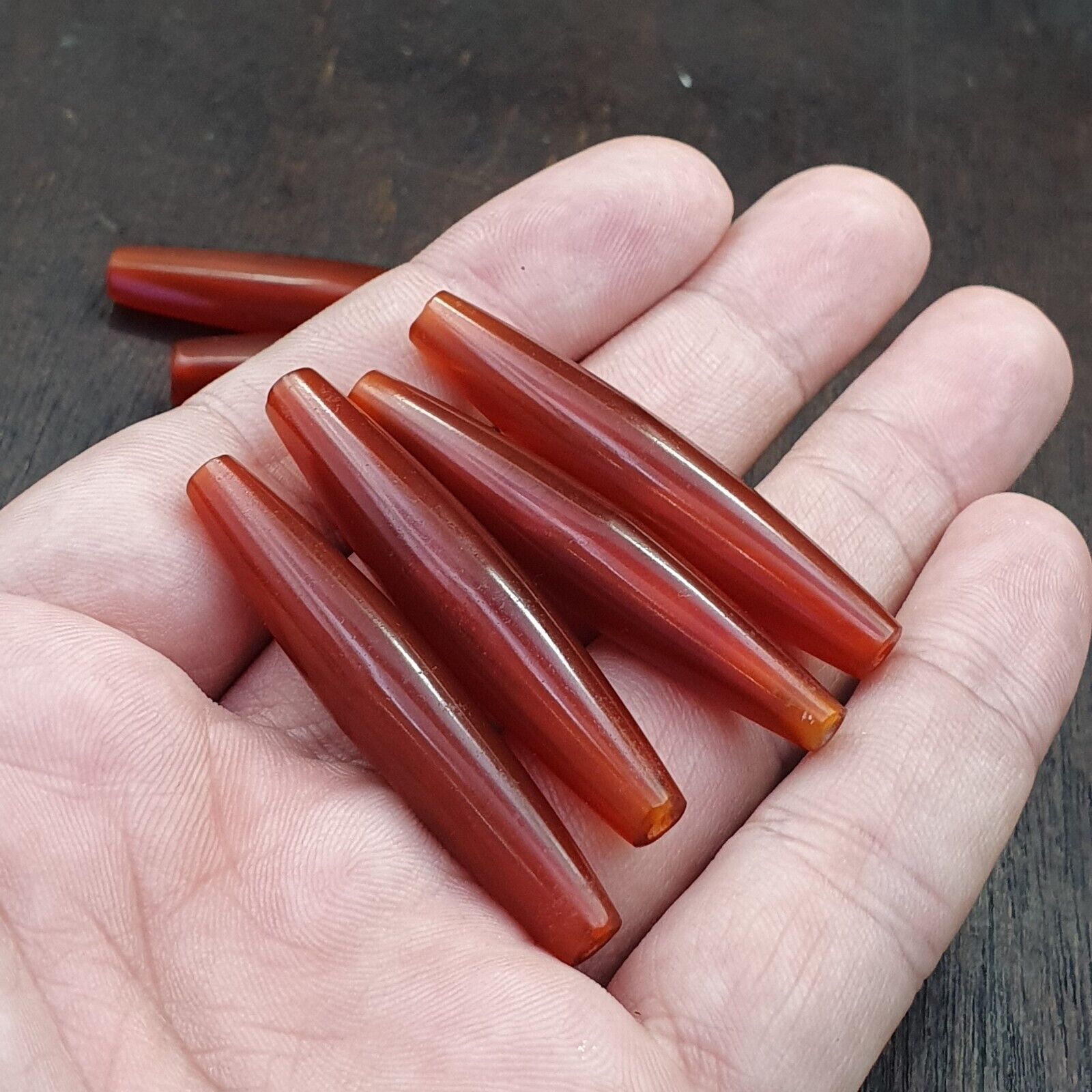 Lot 7 Agate Tubes African Red Agate large Bead RD-L7