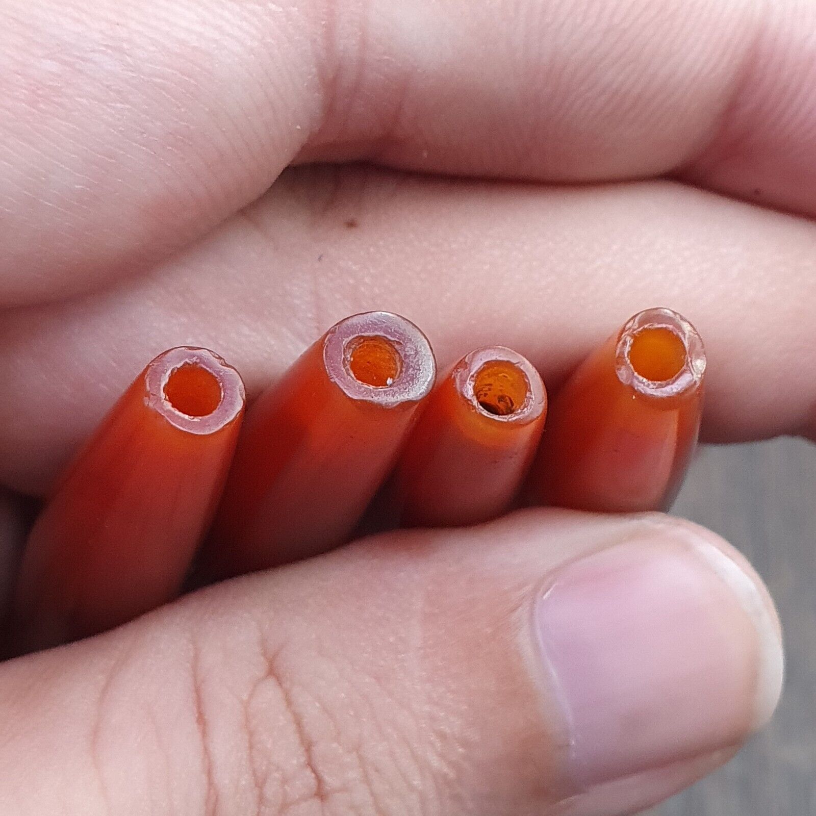 Lot 7 Agate Tubes African Red Agate large Bead RD-L7