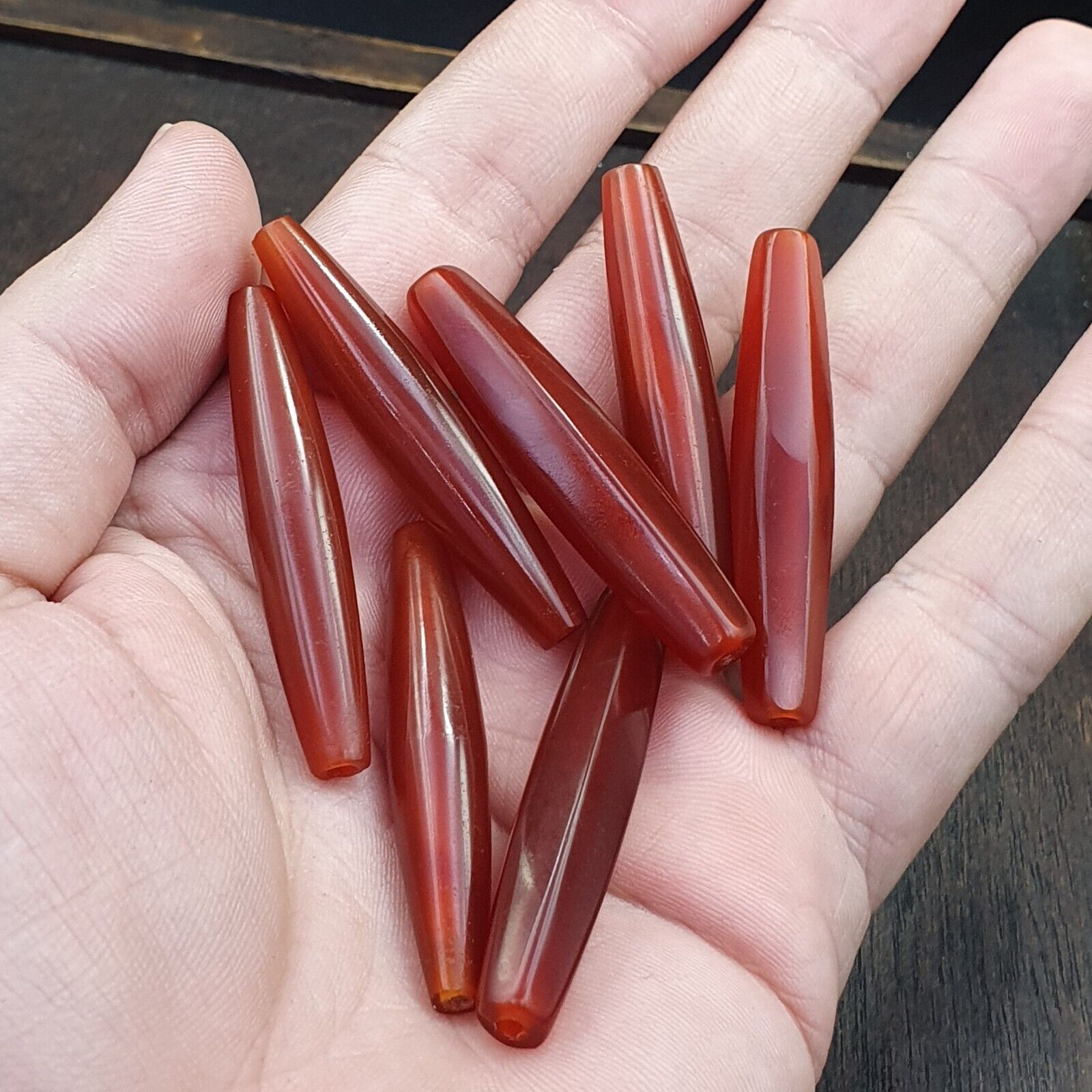 Lot 7 Agate Tubes African Red Agate large Bead RD-L7