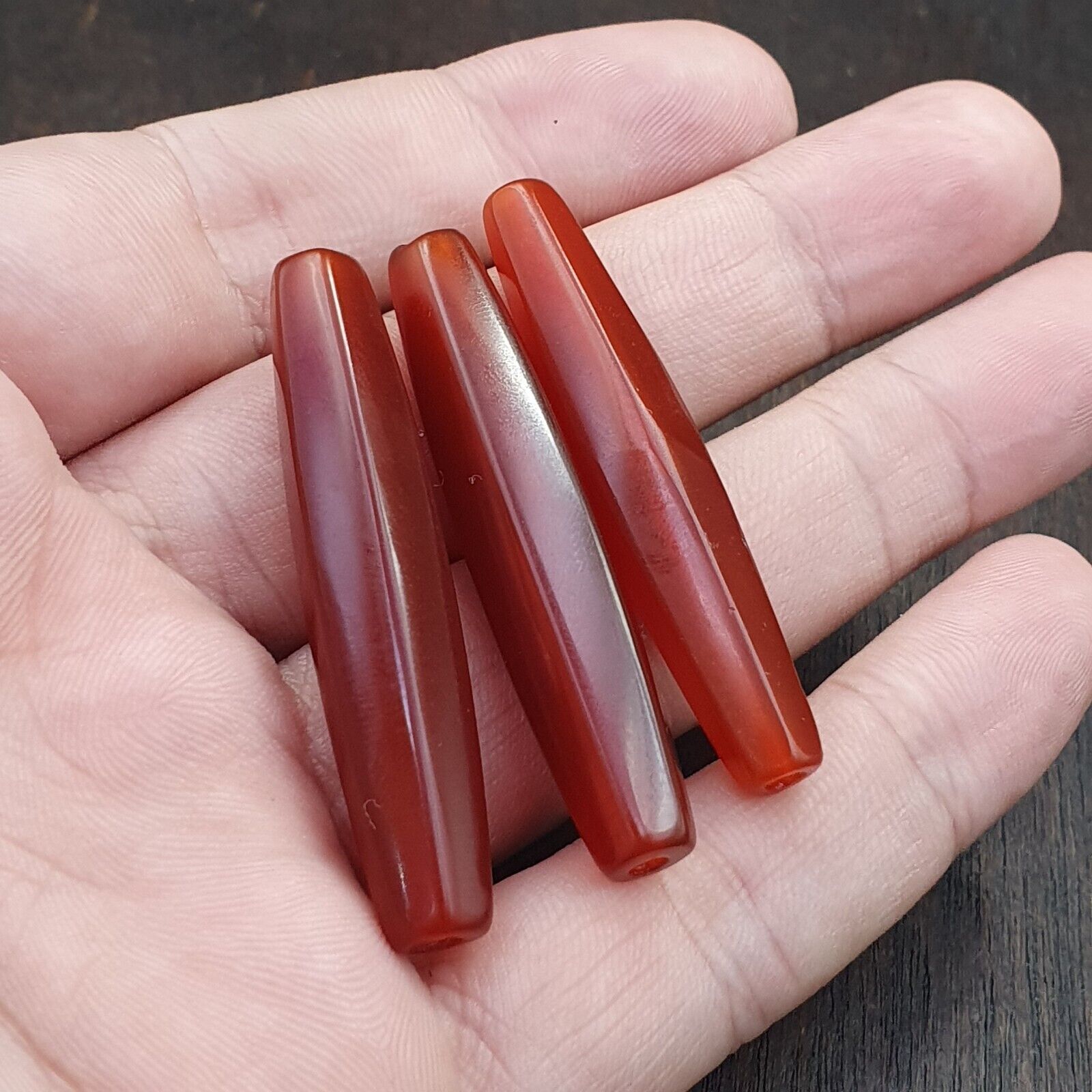 Lot 7 Agate Tubes African Red Agate large Bead RD-L7