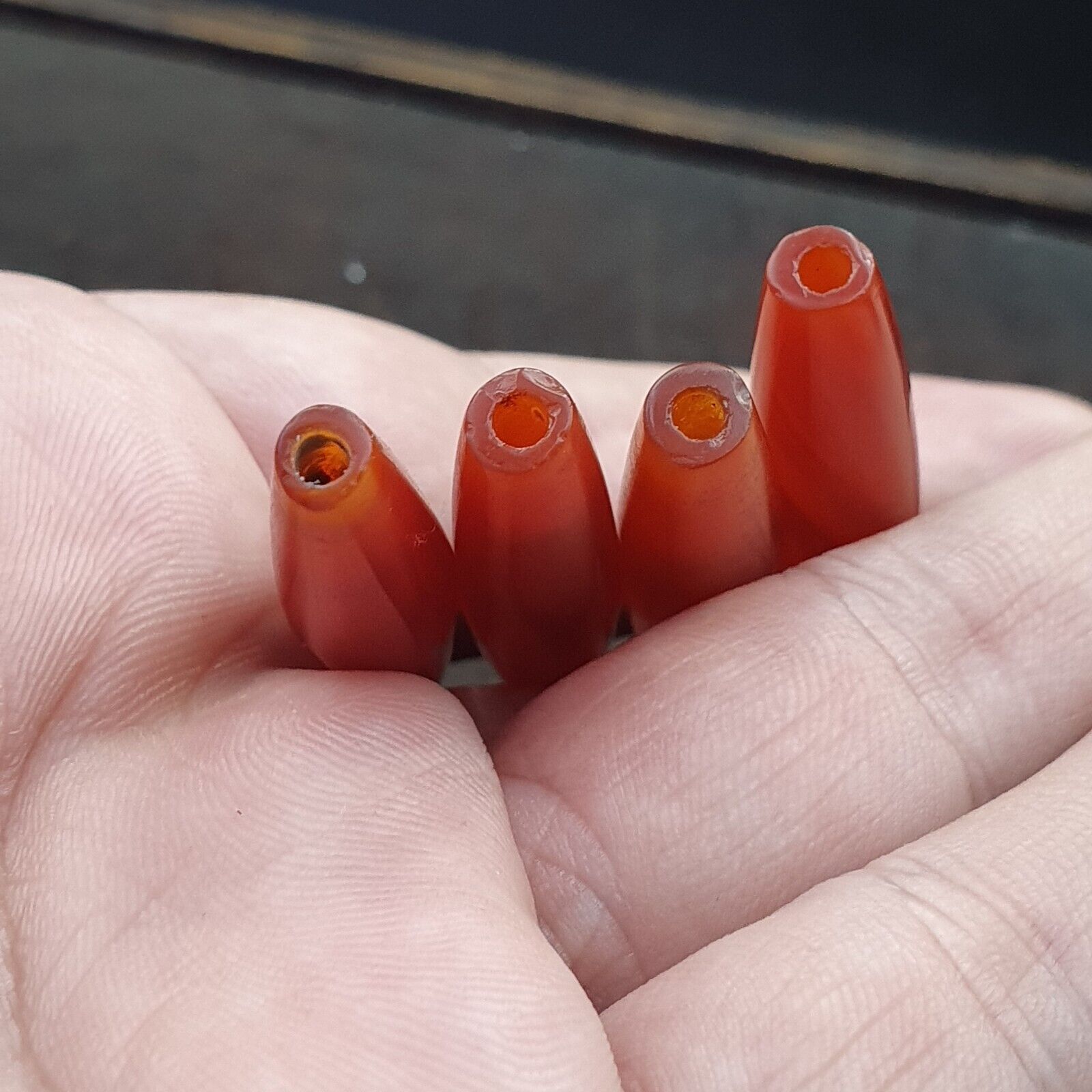 Lot 7 Agate Tubes African Red Agate large Bead RD-L7