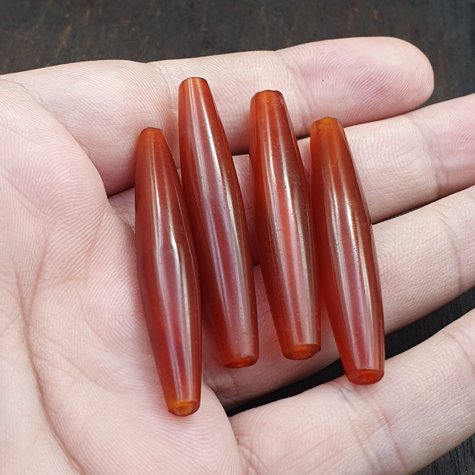 Lot 7 Agate Tubes African Red Agate large Bead RD-L7
