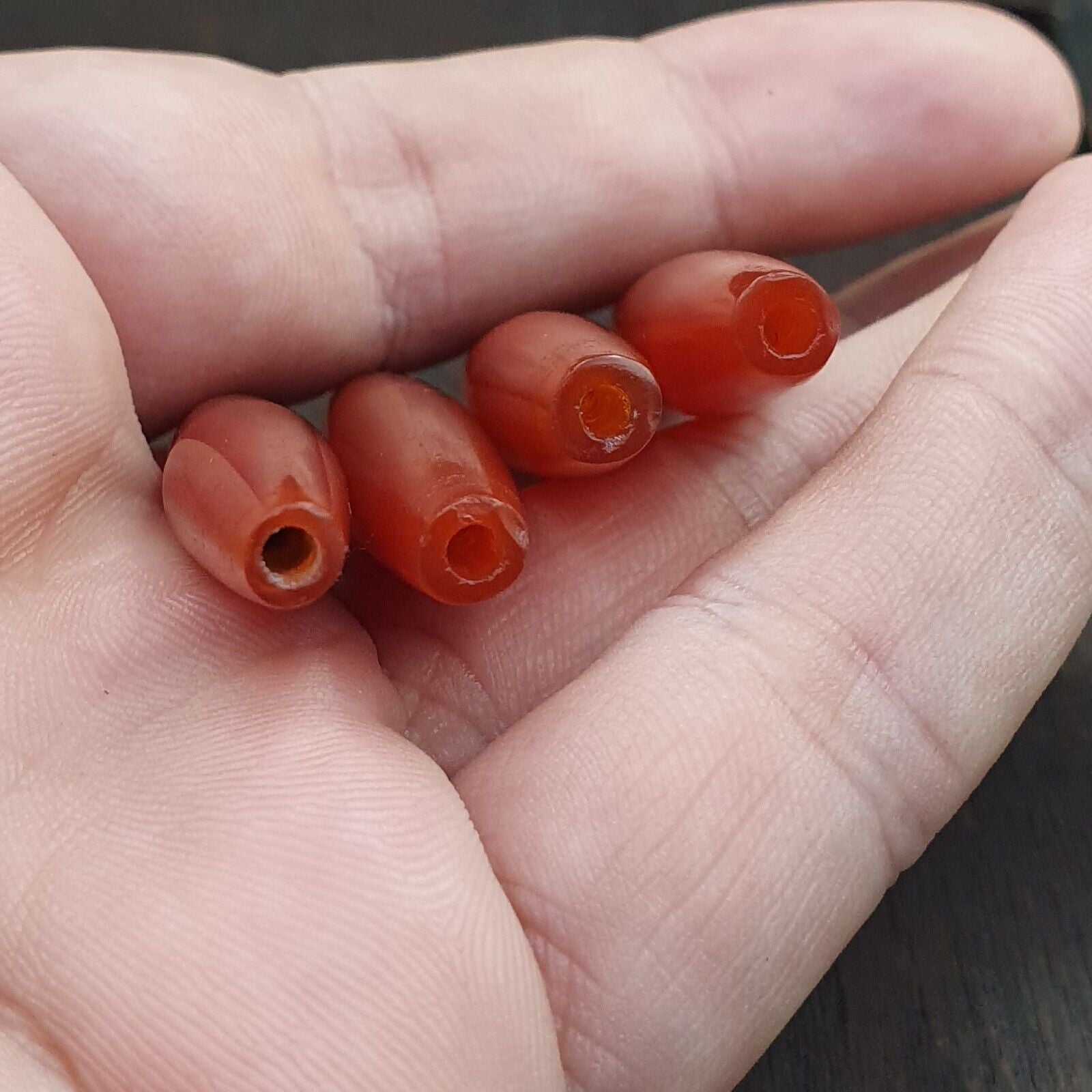 Lot 7 Agate Tubes African Red Agate large Bead RD-L7