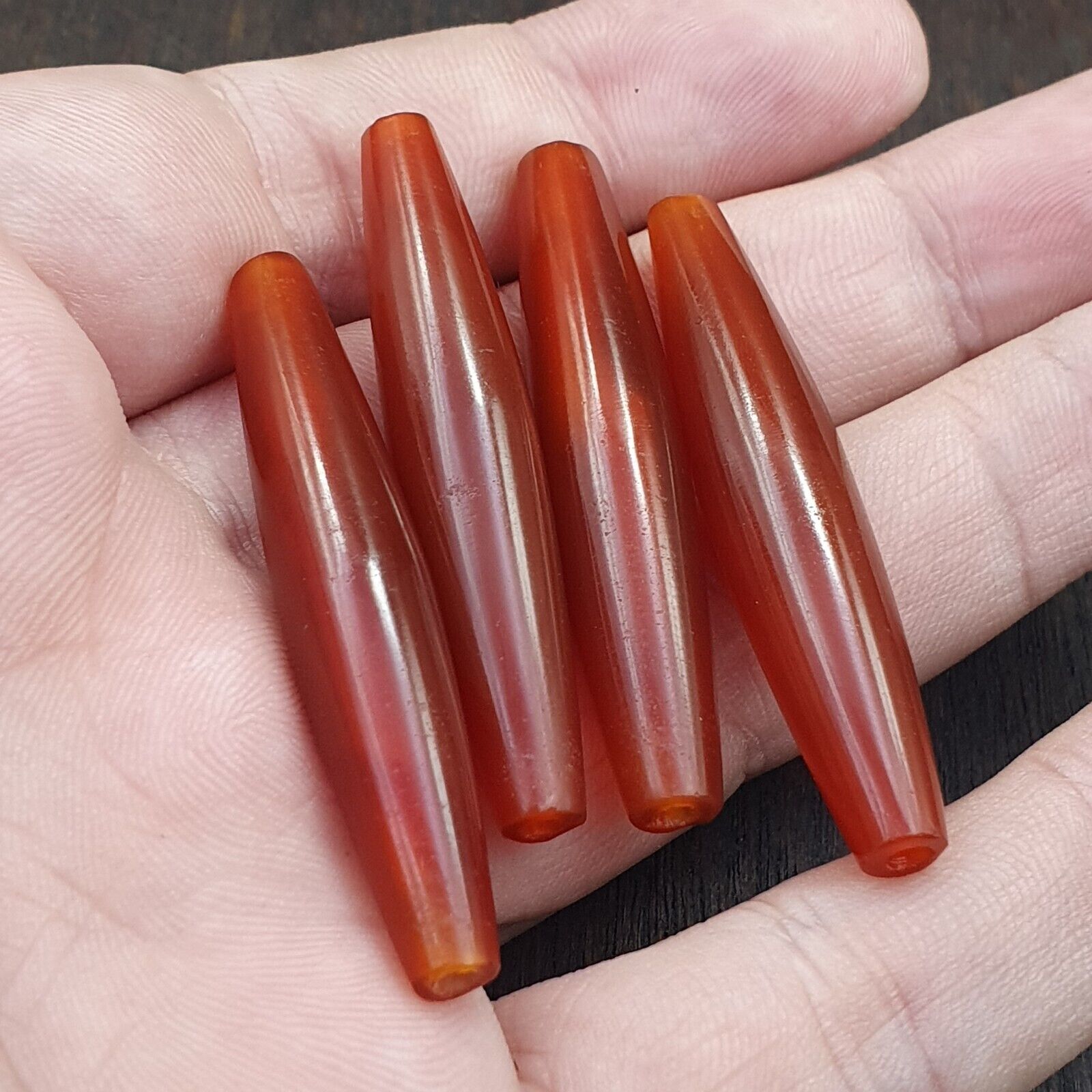 Lot 7 Agate Tubes African Red Agate large Bead RD-L7