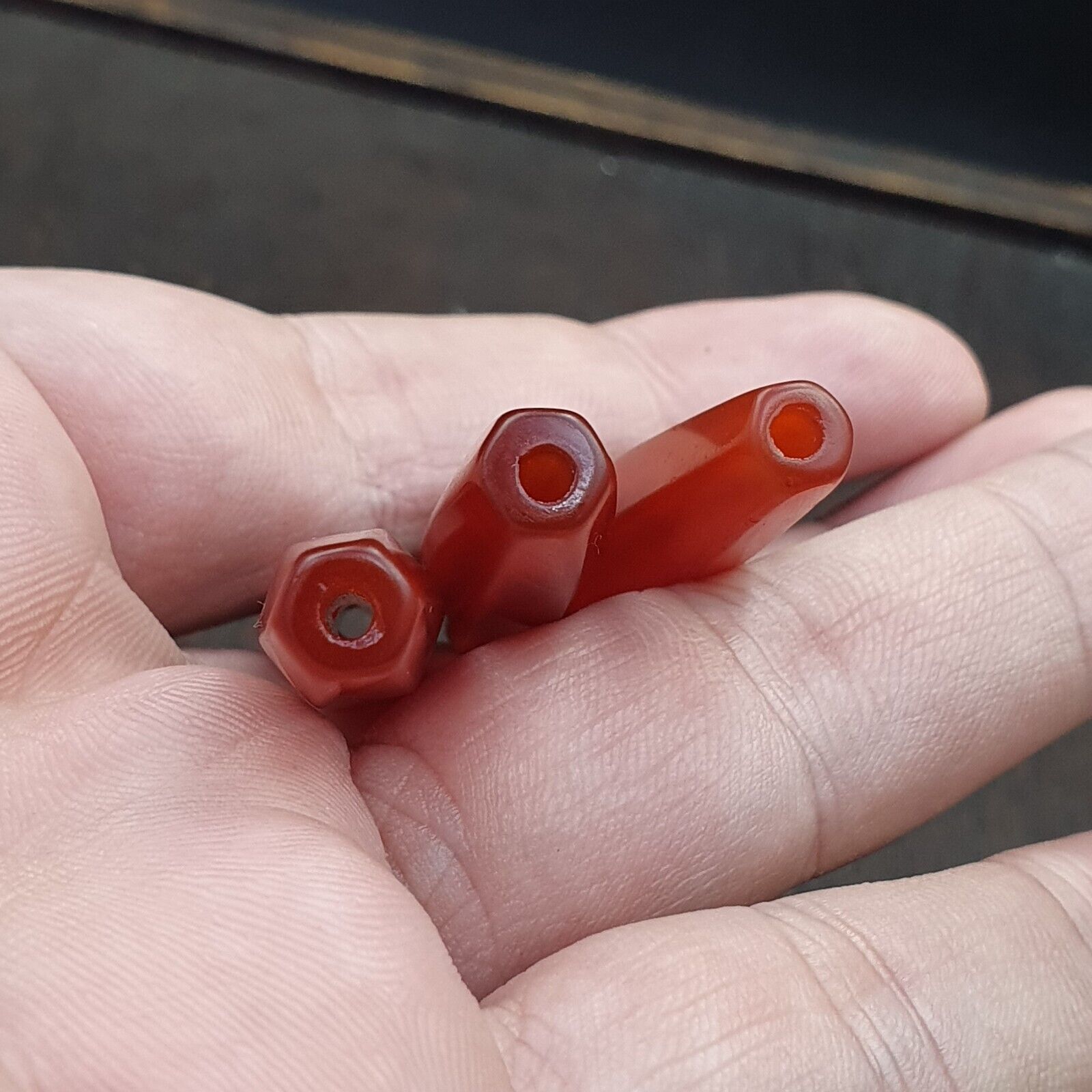 Lot 7 Agate Tubes African Red Agate large Bead RD-L7