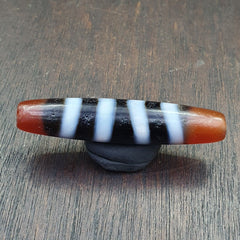 Antique Himalayan Indo Tibetan rare 4 LINES Agate Dzi Amulet Bead