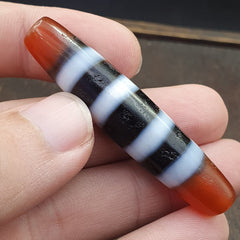 Antique Himalayan Indo Tibetan rare 4 LINES Agate Dzi Amulet Bead