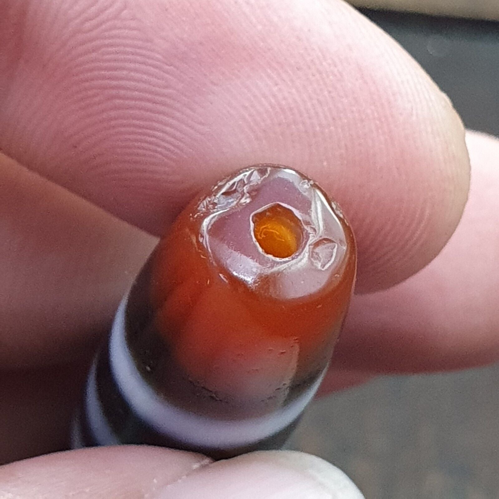 Antique Himalayan Indo Tibetan rare 4 LINES Agate Dzi Amulet Bead