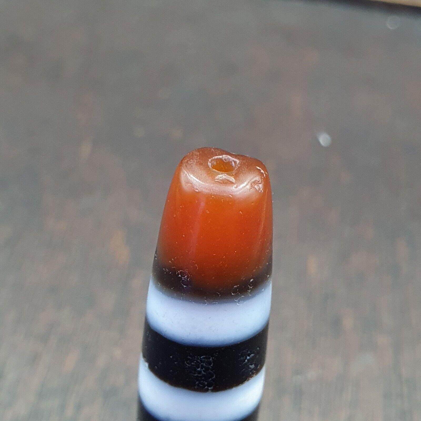 Antique Himalayan Indo Tibetan rare 4 LINES Agate Dzi Amulet Bead