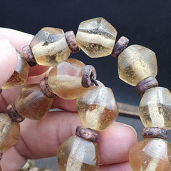 African Trade Beads Old RARE Bubbles Glass Beads crytsal Clear Beads 14-15mm