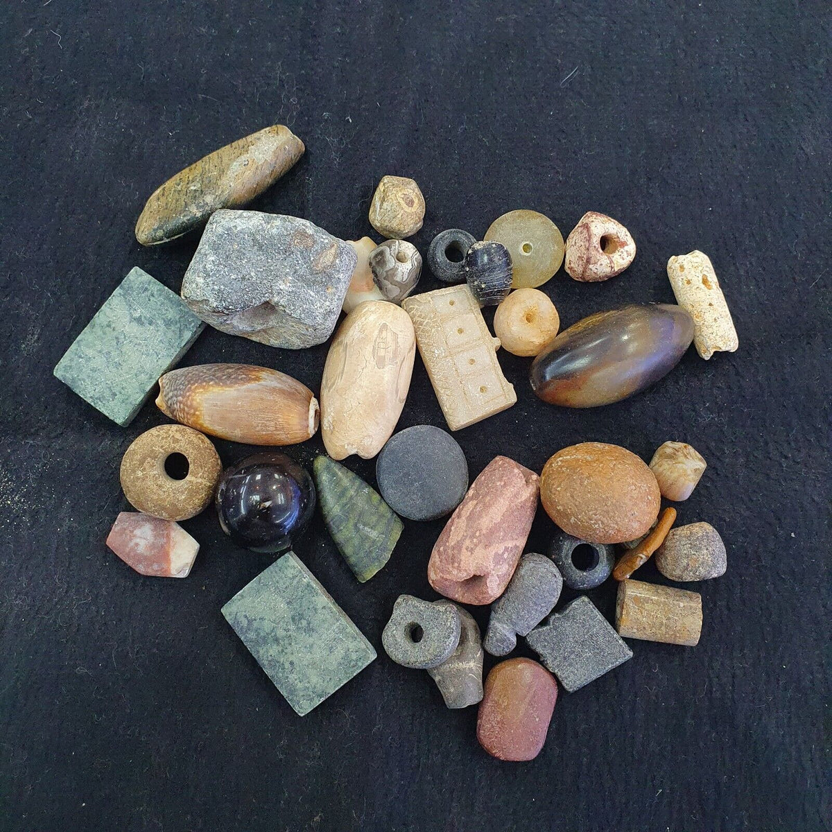 Antique Islamic Roman Era 35 Different Stone Beads  #Lot 35 Pcs