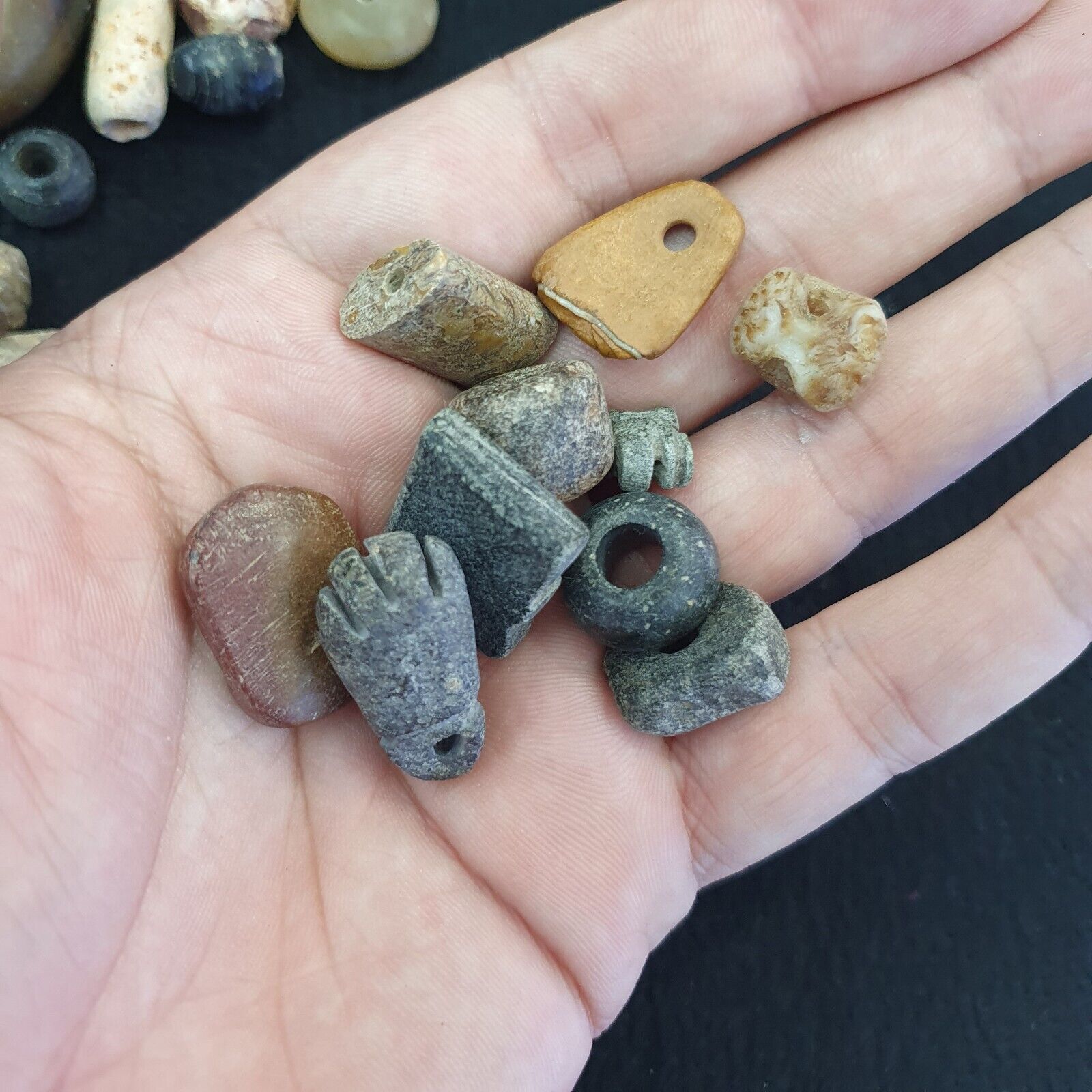 Antique Islamic Roman Era 35 Different Stone Beads  #Lot 35 Pcs