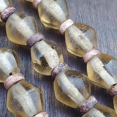 African Trade Beads Old RARE Bubbles Glass Beads crytsal Clear Beads 14-15mm