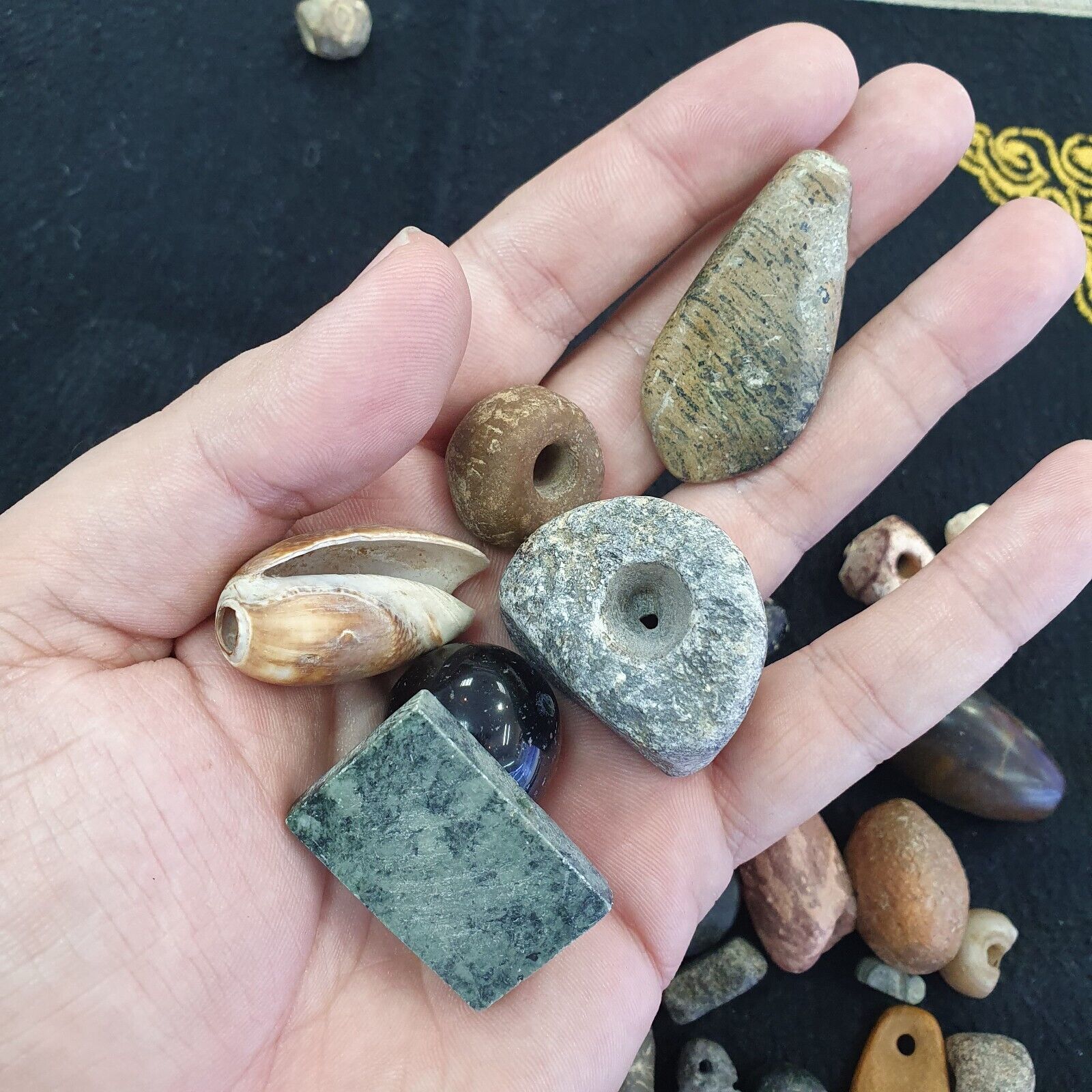 Antique Islamic Roman Era 35 Different Stone Beads  #Lot 35 Pcs