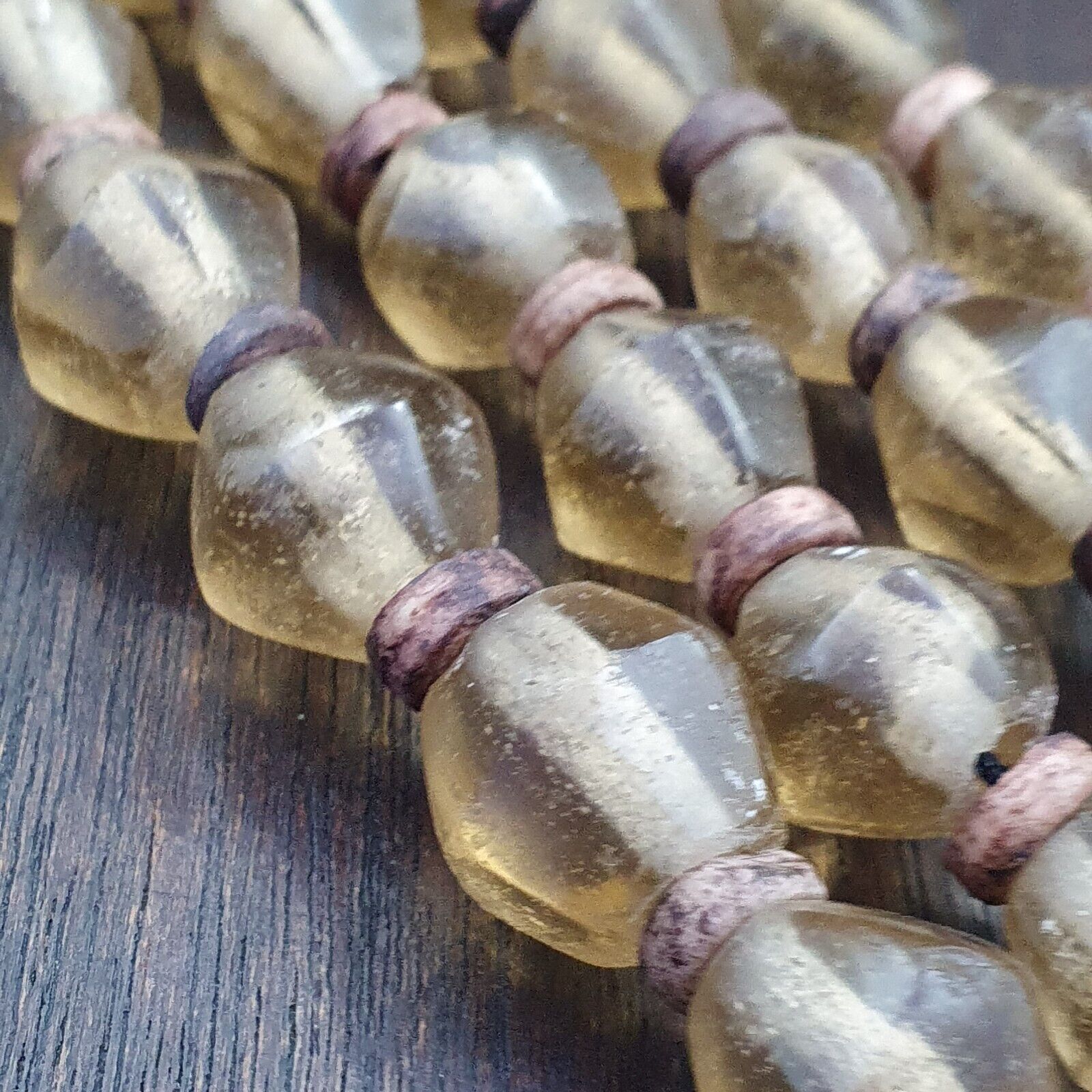 African Trade Beads Old RARE Bubbles Glass Beads crytsal Clear Beads 14-15mm