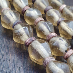 African Trade Beads Old RARE Bubbles Glass Beads crytsal Clear Beads 14-15mm