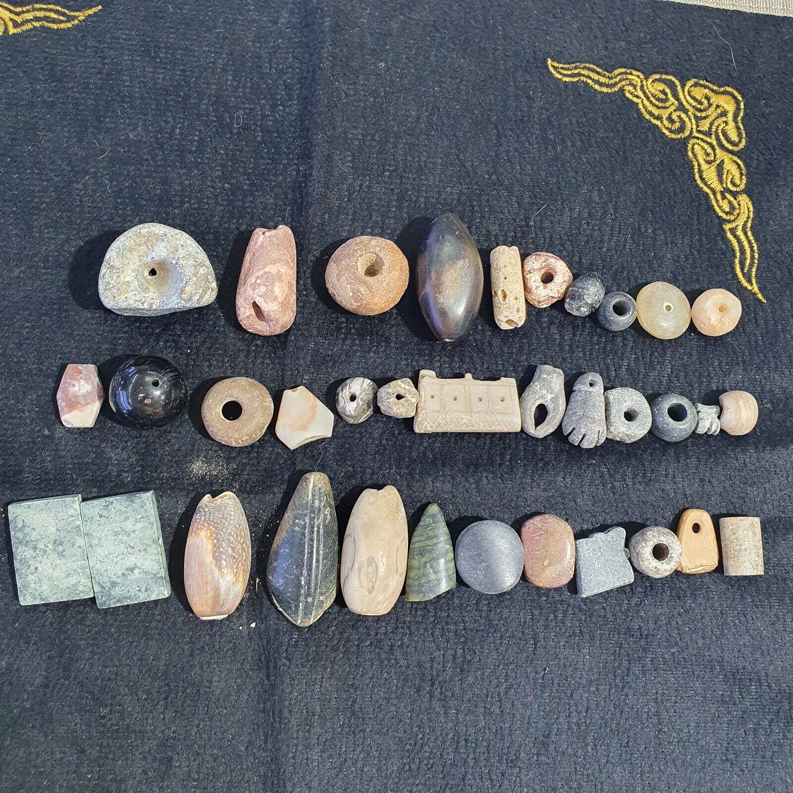 Antique Islamic Roman Era 35 Different Stone Beads  #Lot 35 Pcs