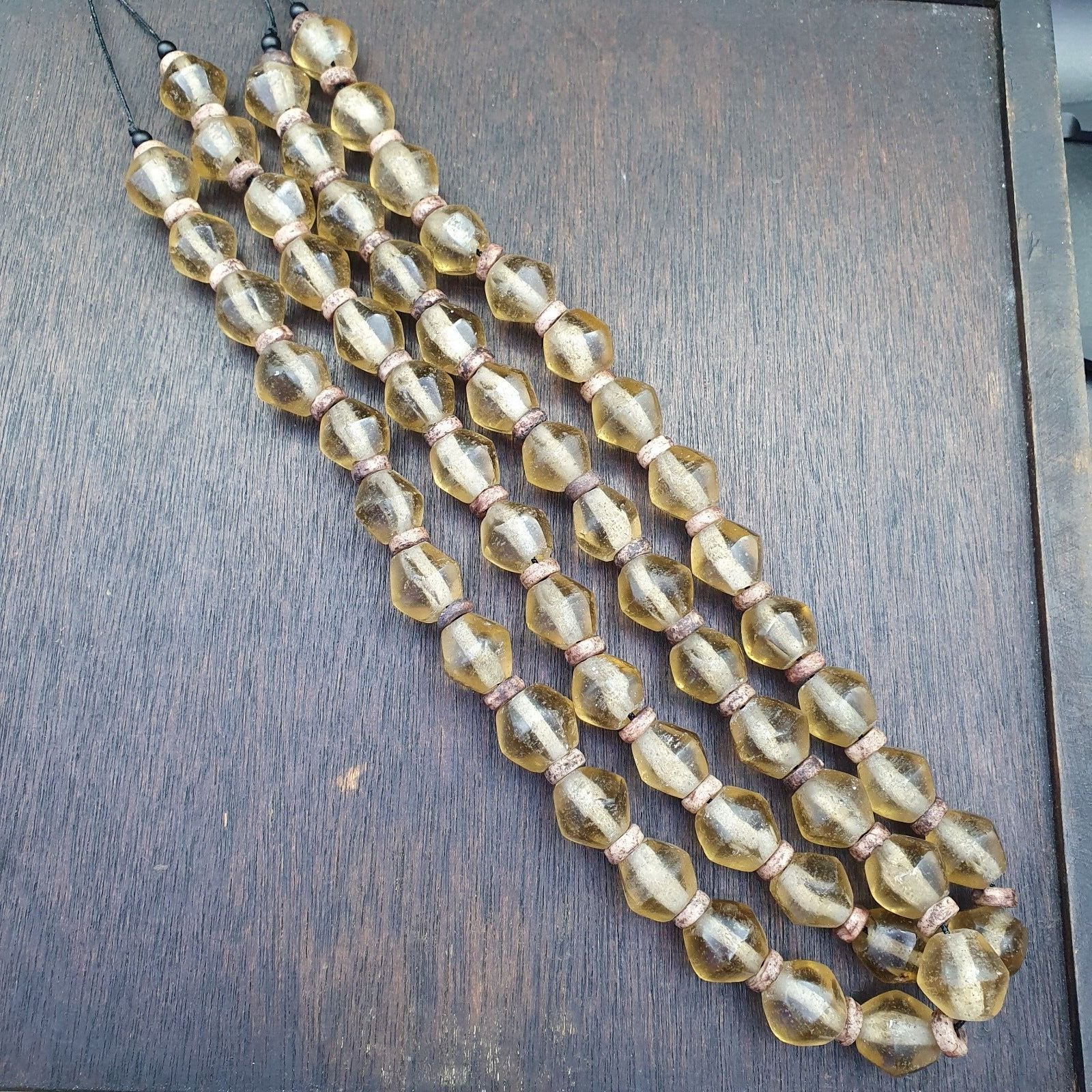 African Trade Beads Old RARE Bubbles Glass Beads crytsal Clear Beads 14-15mm