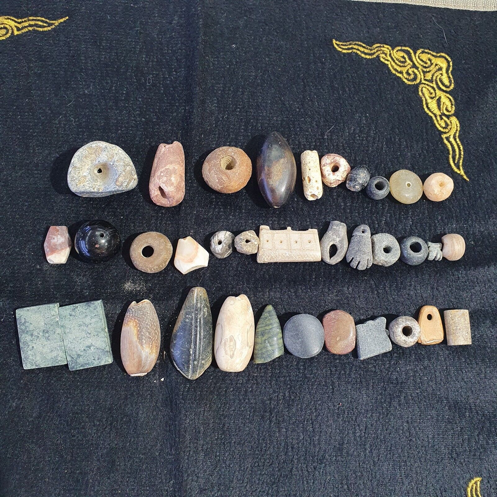 Antique Islamic Roman Era 35 Different Stone Beads  #Lot 35 Pcs