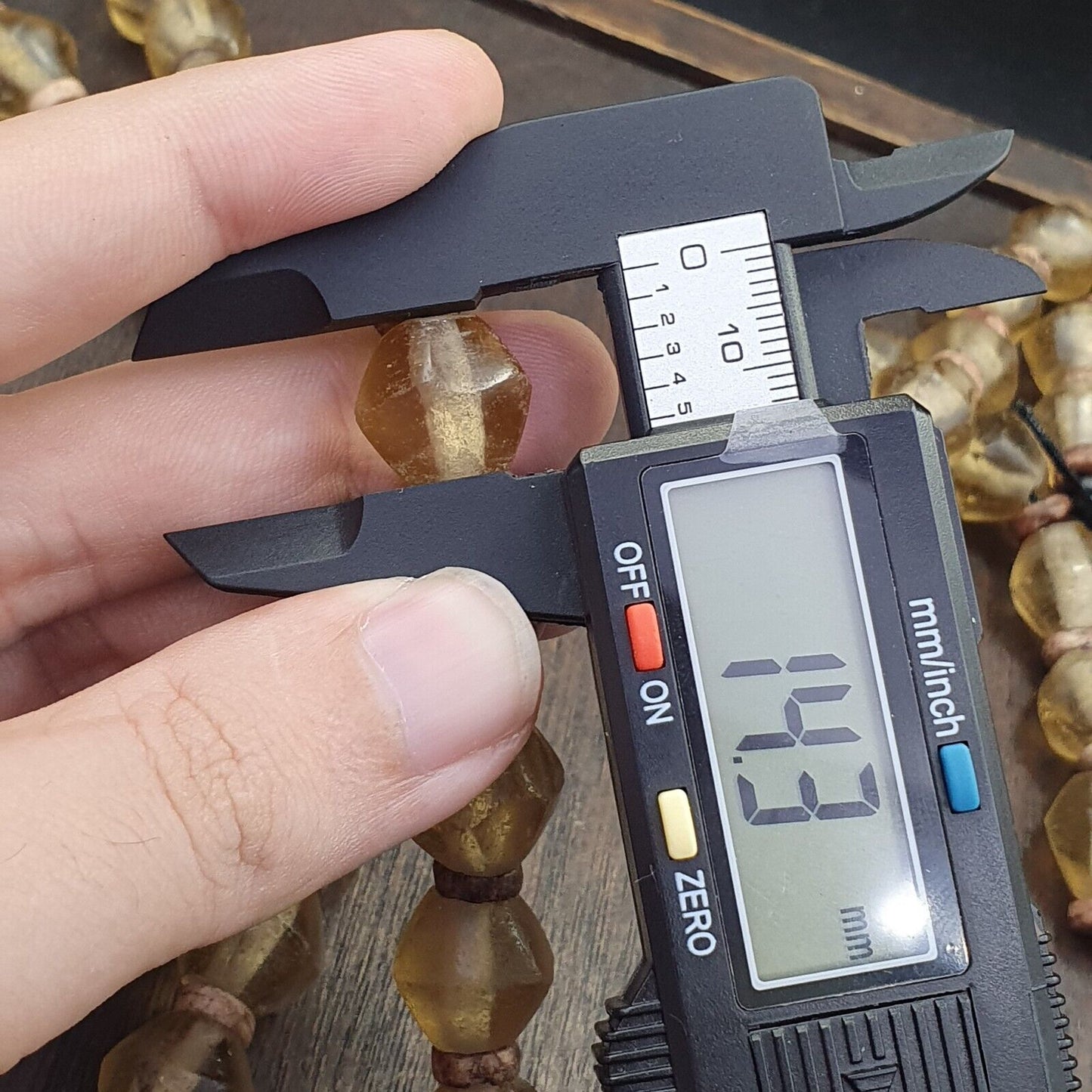 非洲貿易珠子舊稀有氣泡玻璃珠水晶透明珠 14-15 毫米