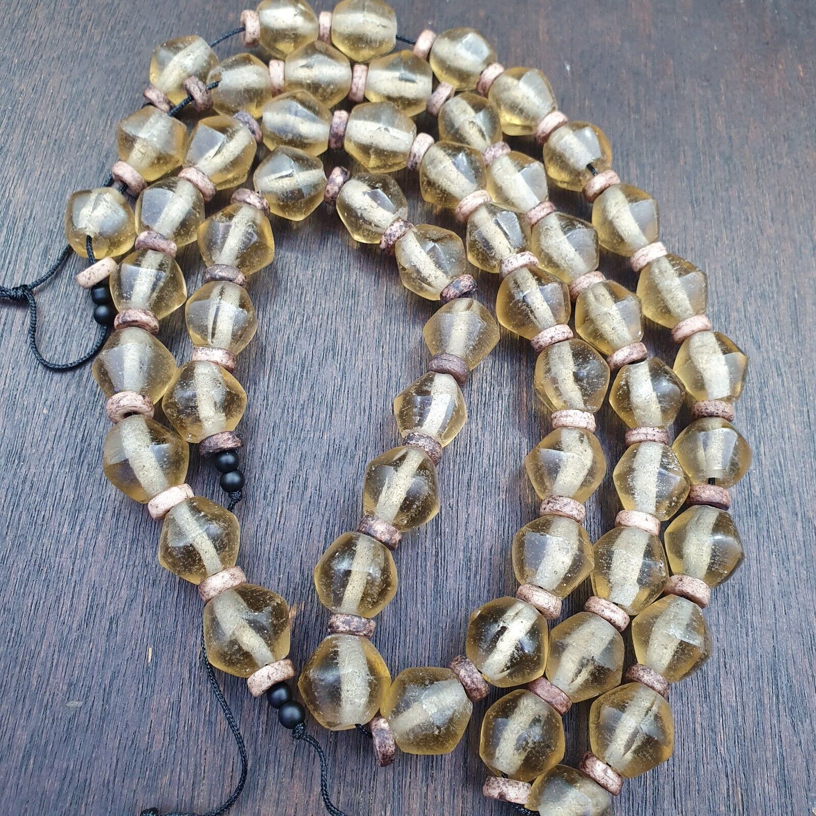 African Trade Beads Old RARE Bubbles Glass Beads crytsal Clear Beads 14-15mm