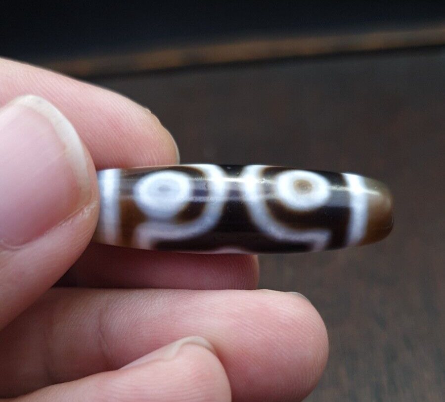 Vintage Tibetan triple Eyes Agate stone Dzi Bead Amulet HQ-A-4