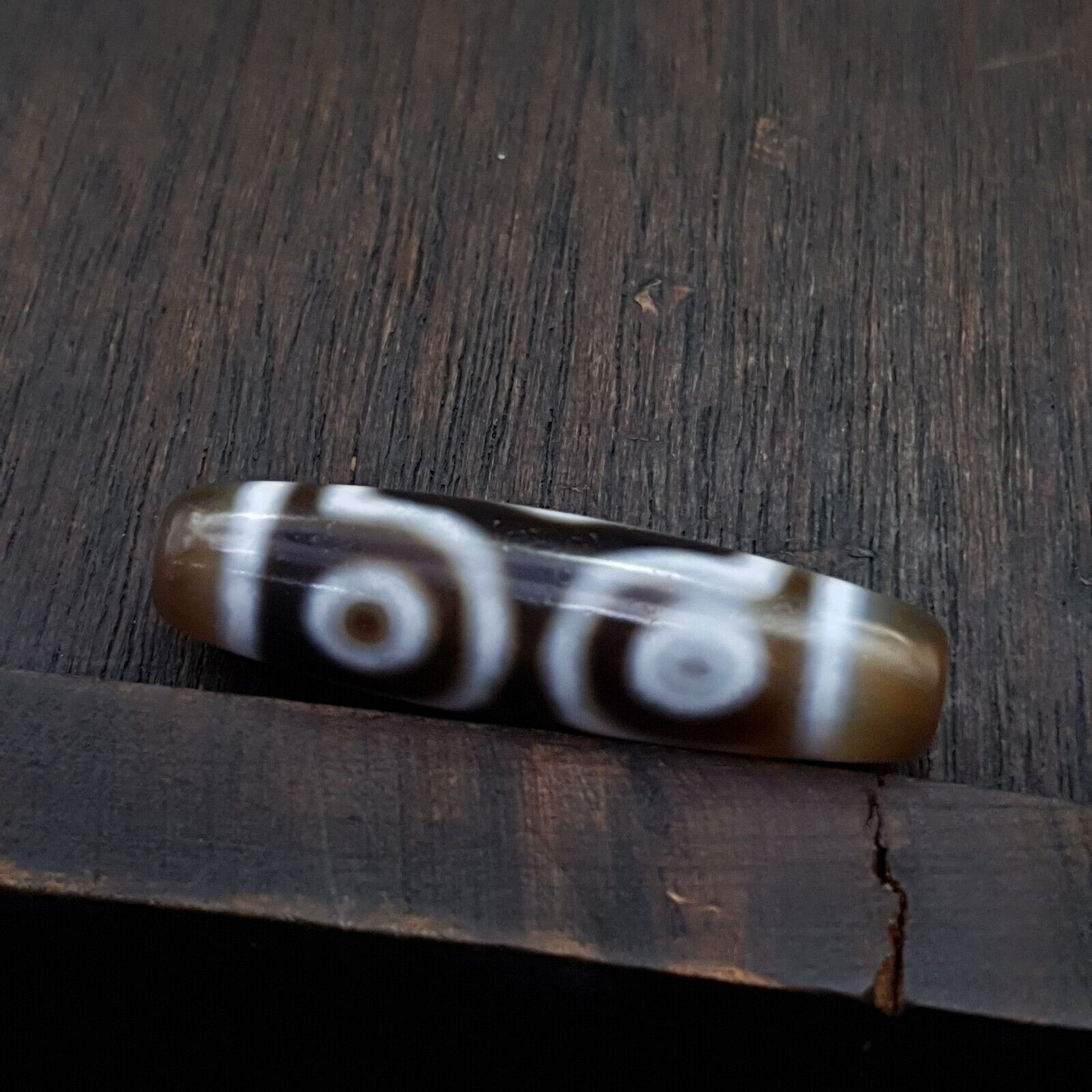 Vintage Tibetan triple Eyes Agate stone Dzi Bead Amulet HQ-A-4