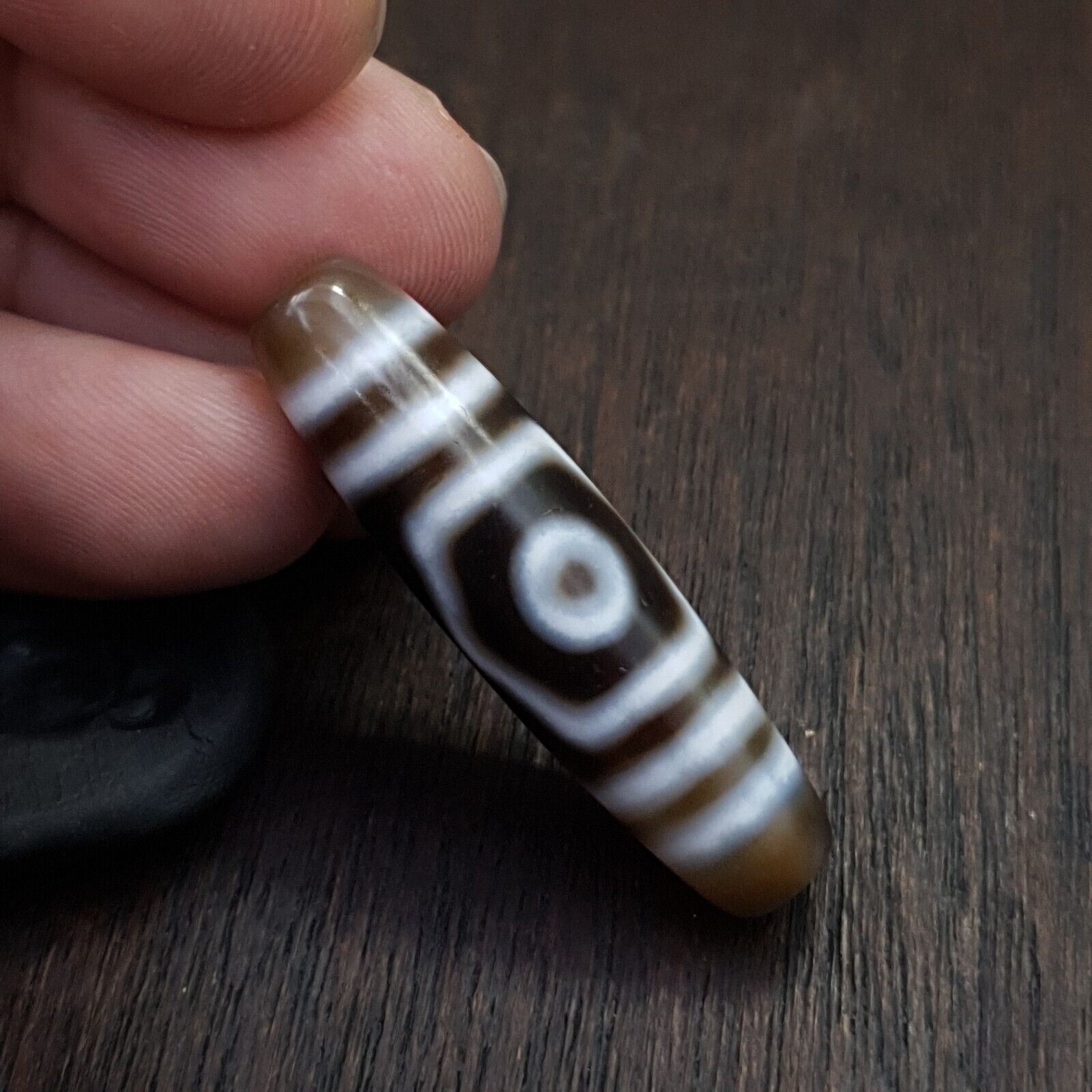 Vintage Tibetan triple Eyes Agate stone Dzi Bead Amulet HQ-A-4
