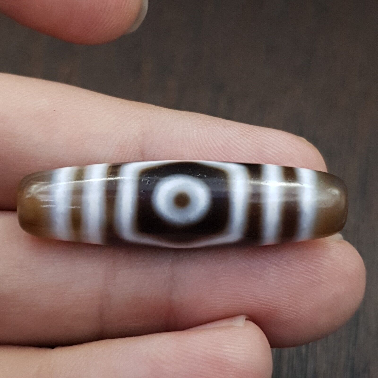 Vintage Tibetan triple Eyes Agate stone Dzi Bead Amulet HQ-A-4
