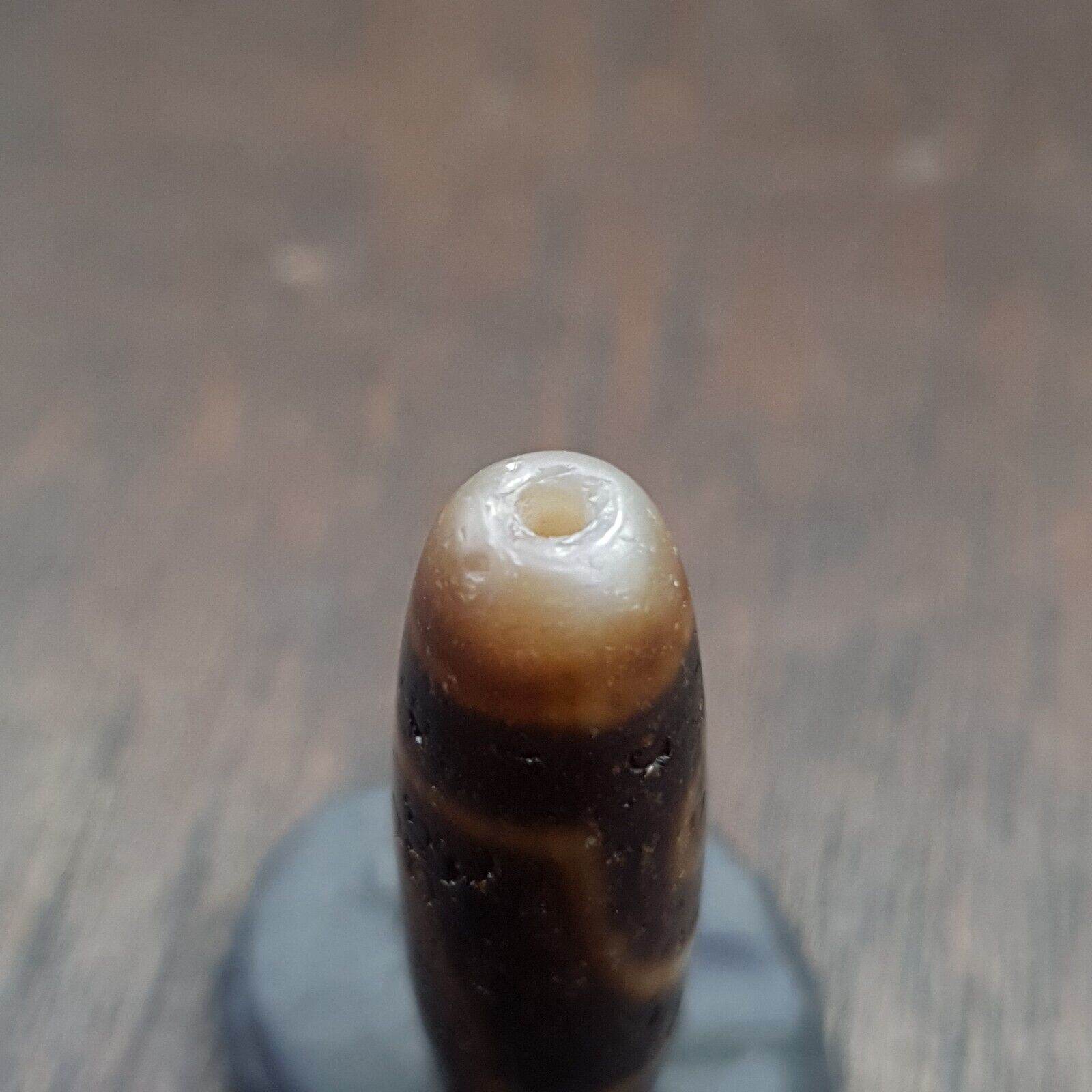 Antique Tibetan Nepalese Double Eyes Agate stone Dzi Bead Amulet HQ-A-3