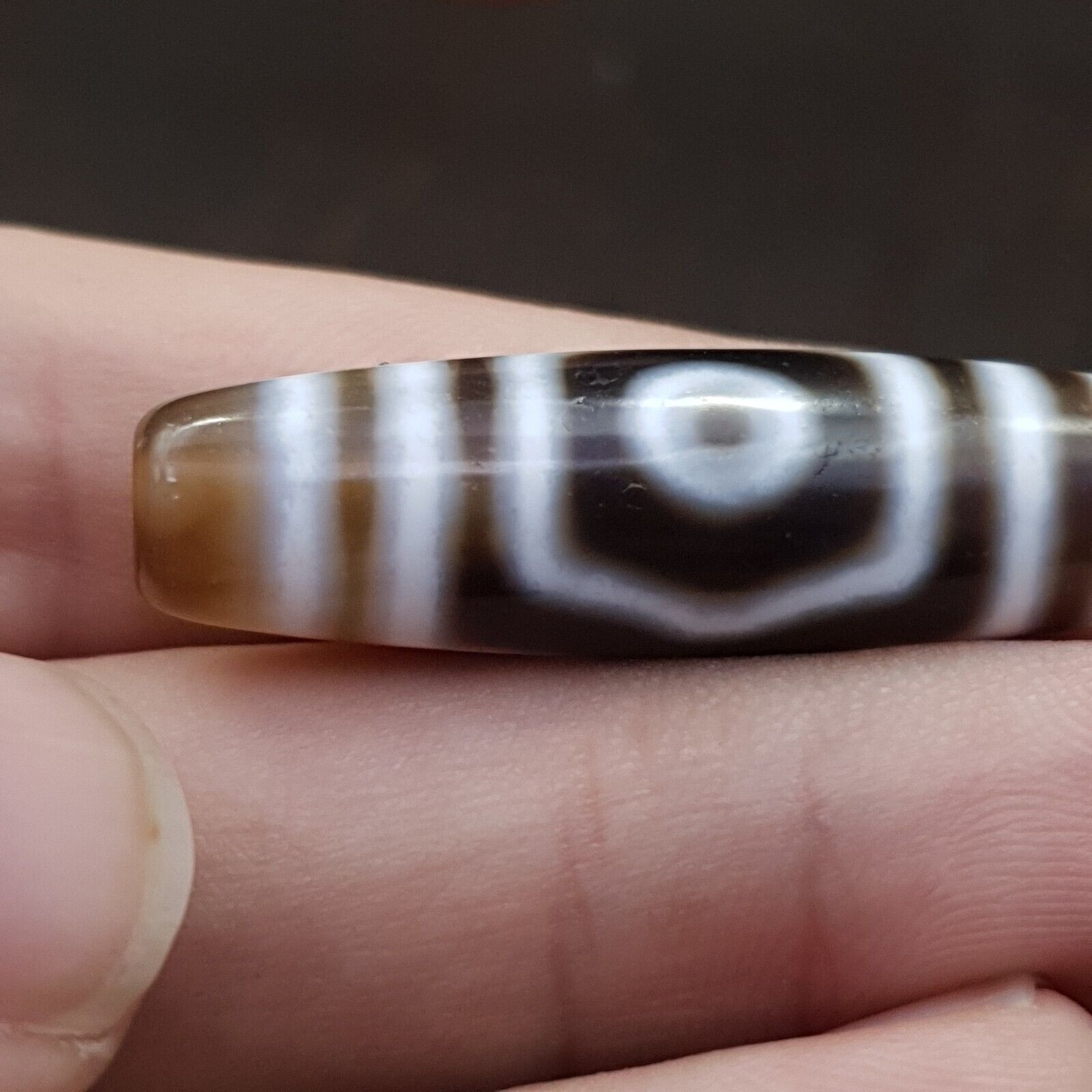 Vintage Tibetan triple Eyes Agate stone Dzi Bead Amulet HQ-A-4
