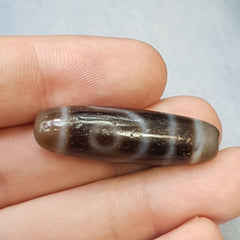 Antique Old Tibetan 2 Eyes Agate stone Dzi Bead Amulet HQ-A-1