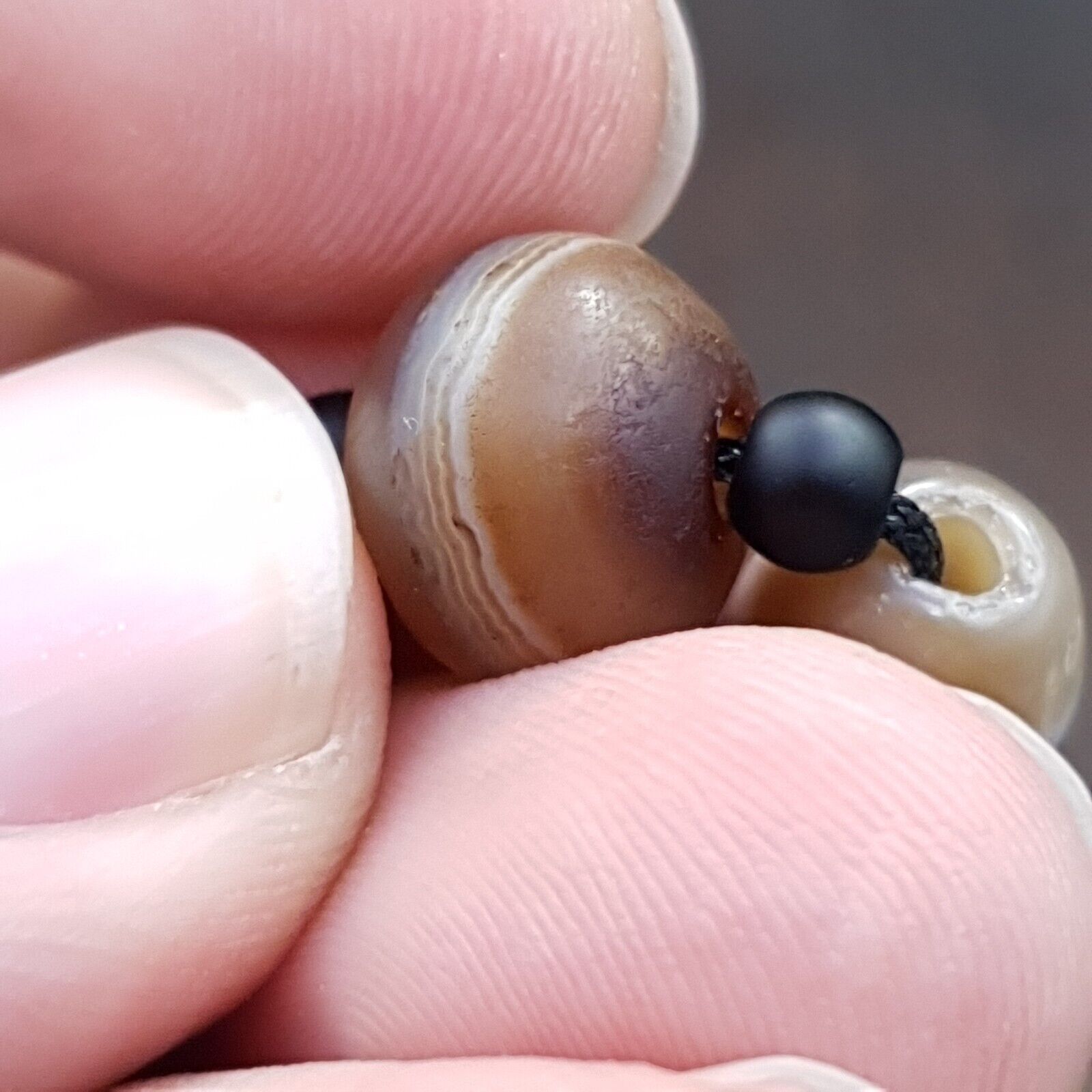 Antique Tibetan Nepalese Eyes Antique Agate Suleimani & Dzi Bead Amulet Necklace