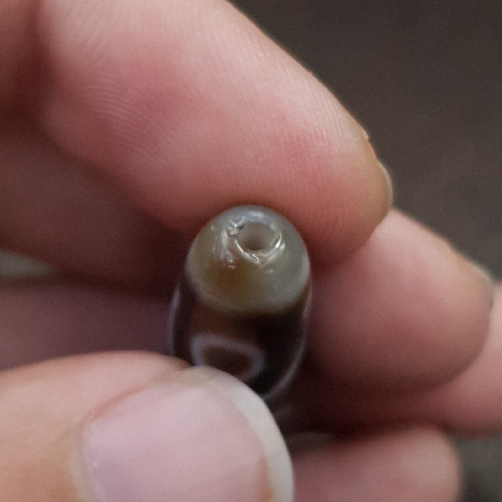 Tibetan Nepalese Triple Eyes Antique Agate stone Dzi Bead Amulet HQ-A-6