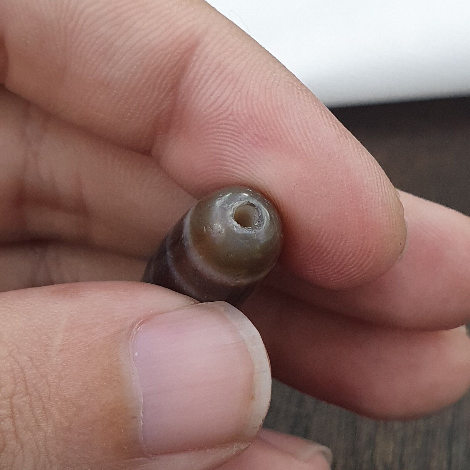 Antique Old Tibetan 2 Eyes Agate stone Dzi Bead Amulet HQ-A-1