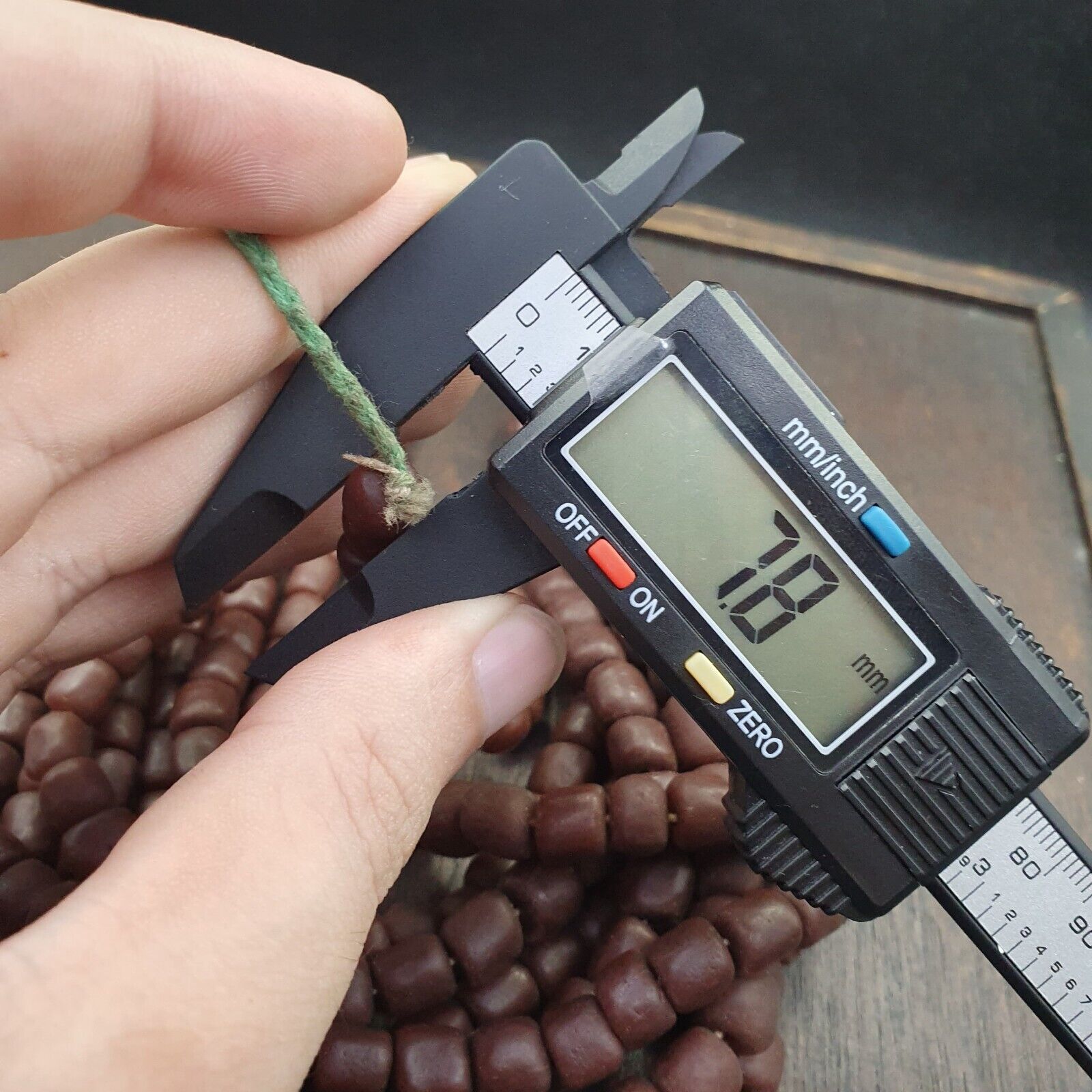 OLD African Antique Style Brown GLASS Vintage BEADs  Strand 8-10mm