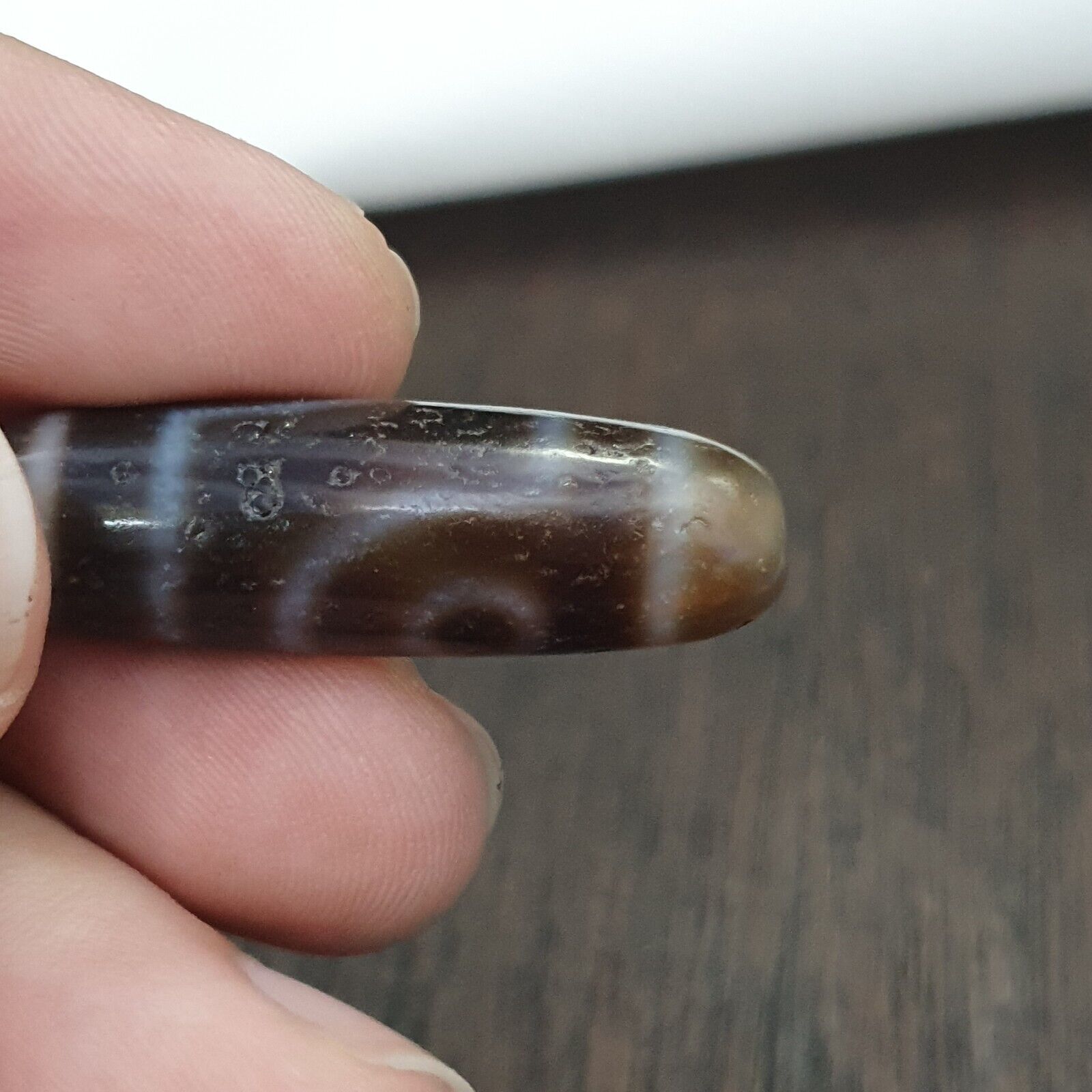Antique Old Tibetan 2 Eyes Agate stone Dzi Bead Amulet HQ-A-1
