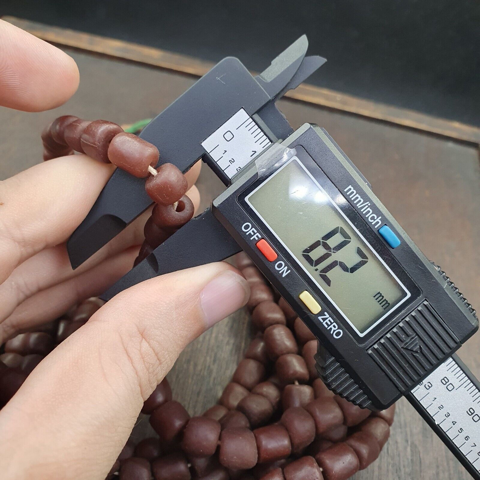 OLD African Antique Style Brown GLASS Vintage BEADs  Strand 8-10mm