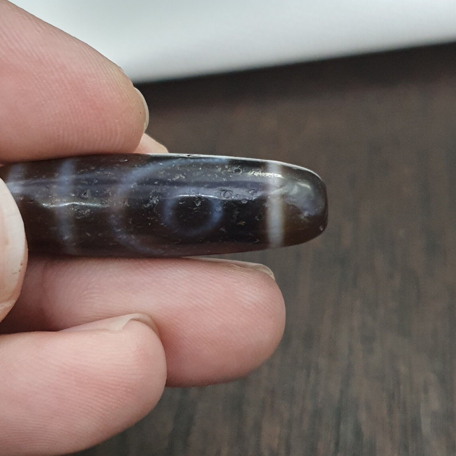 Antique Old Tibetan 2 Eyes Agate stone Dzi Bead Amulet HQ-A-1