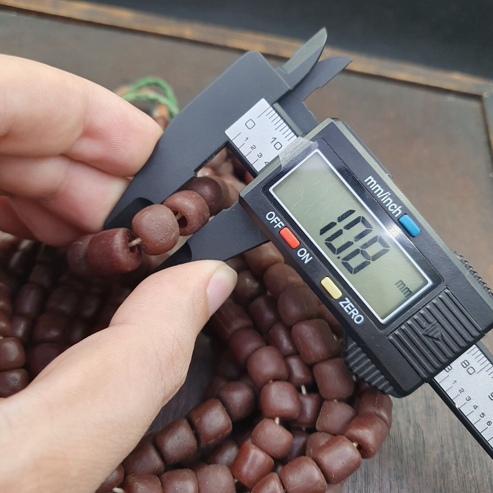 OLD African Antique Style Brown GLASS Vintage BEADs  Strand 8-10mm