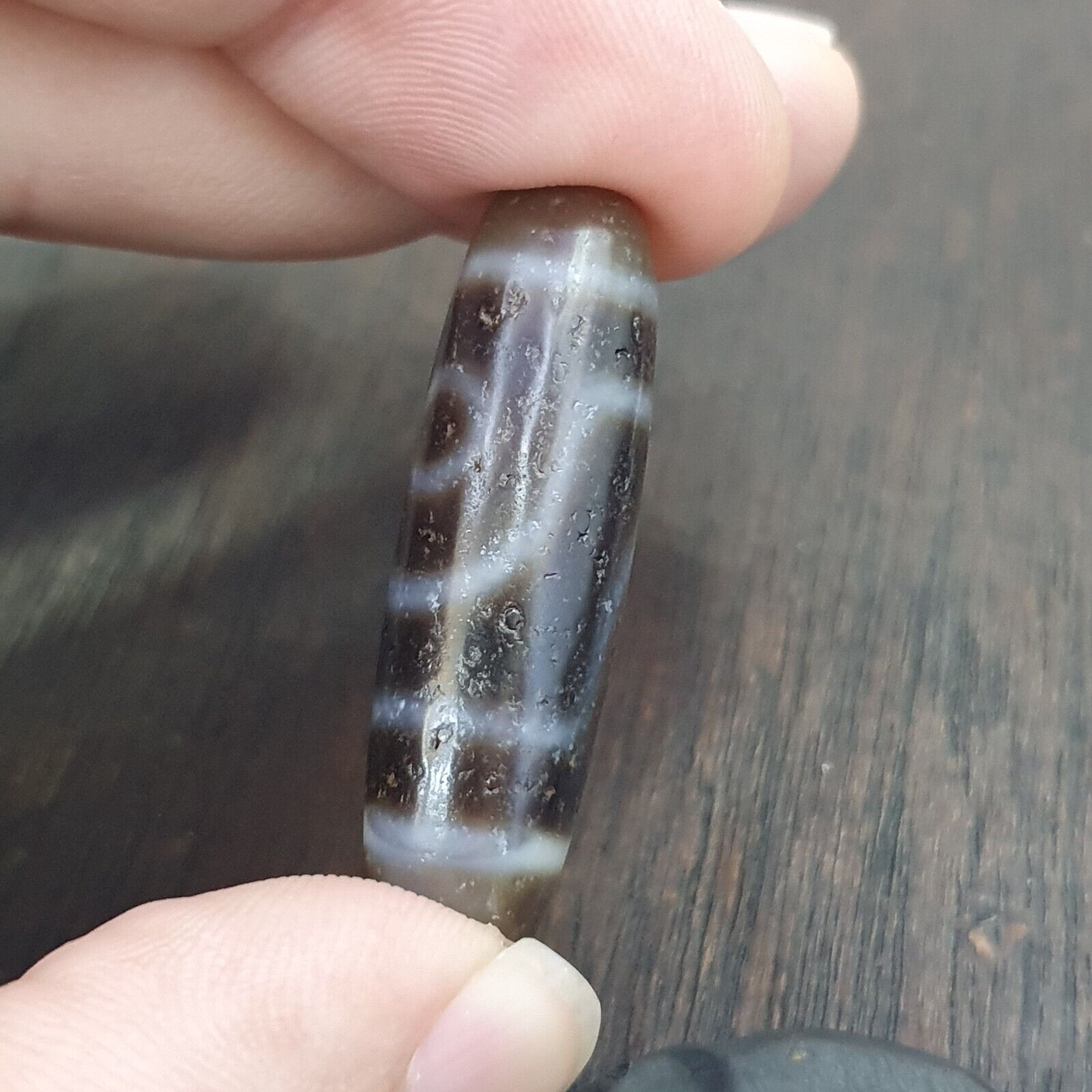 Antique Old Tibetan 2 Eyes Agate stone Dzi Bead Amulet HQ-A-1