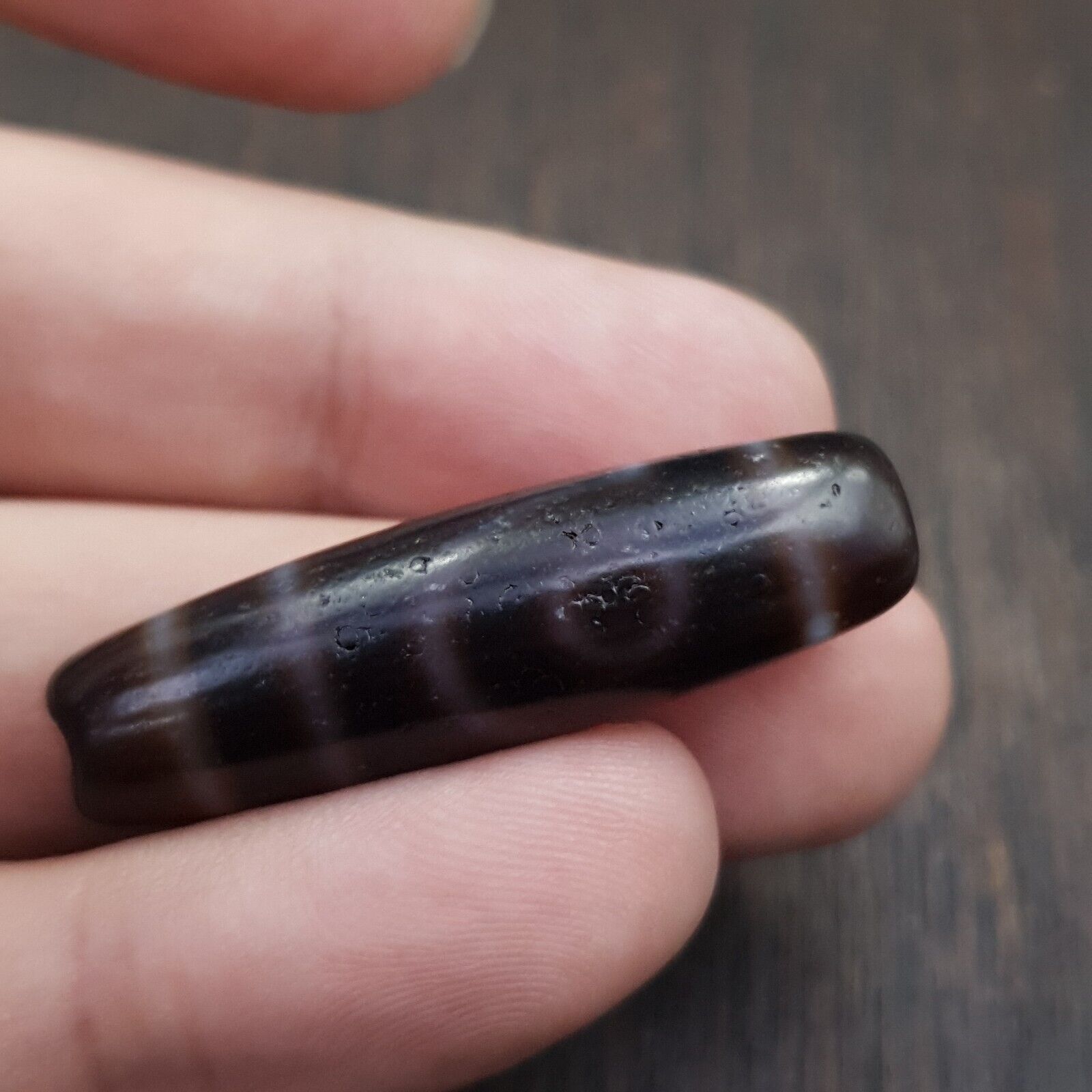 Tibetan Nepalese 2 Eyes Antique Agate stone Dzi Bead Amulet HQ-A-7